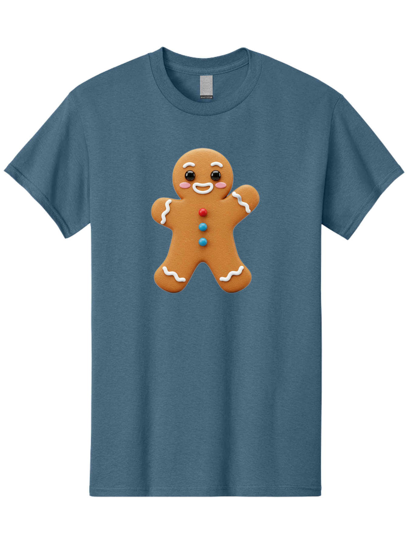 Gingerbread-Man Men'S Graphic Tee, 100% Cotton, Comfortable Casual Summer Wear, Machine Washable, Gingerbread Man, Sweet Treats, Holiday Baking, Cartoon Character, Friendly Face, White Icing, Colorful Buttons, Festive Decorations, Bab958