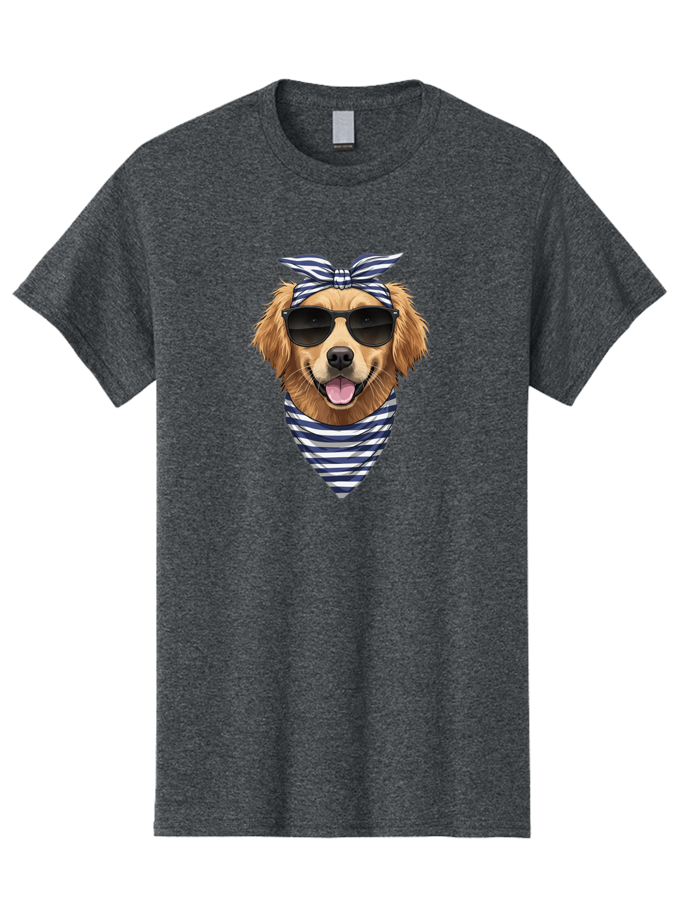 Golden-Dog Men'S Graphic Tee, 100% Cotton, Comfortable Casual Summer Wear, Machine Washable, Cool Dog, Dog Wearing Sunglasses, Retro Dog, Dog With Bandana, Cute Canine, Happy Dog, Stylish Pup, Funny Animal Bab965