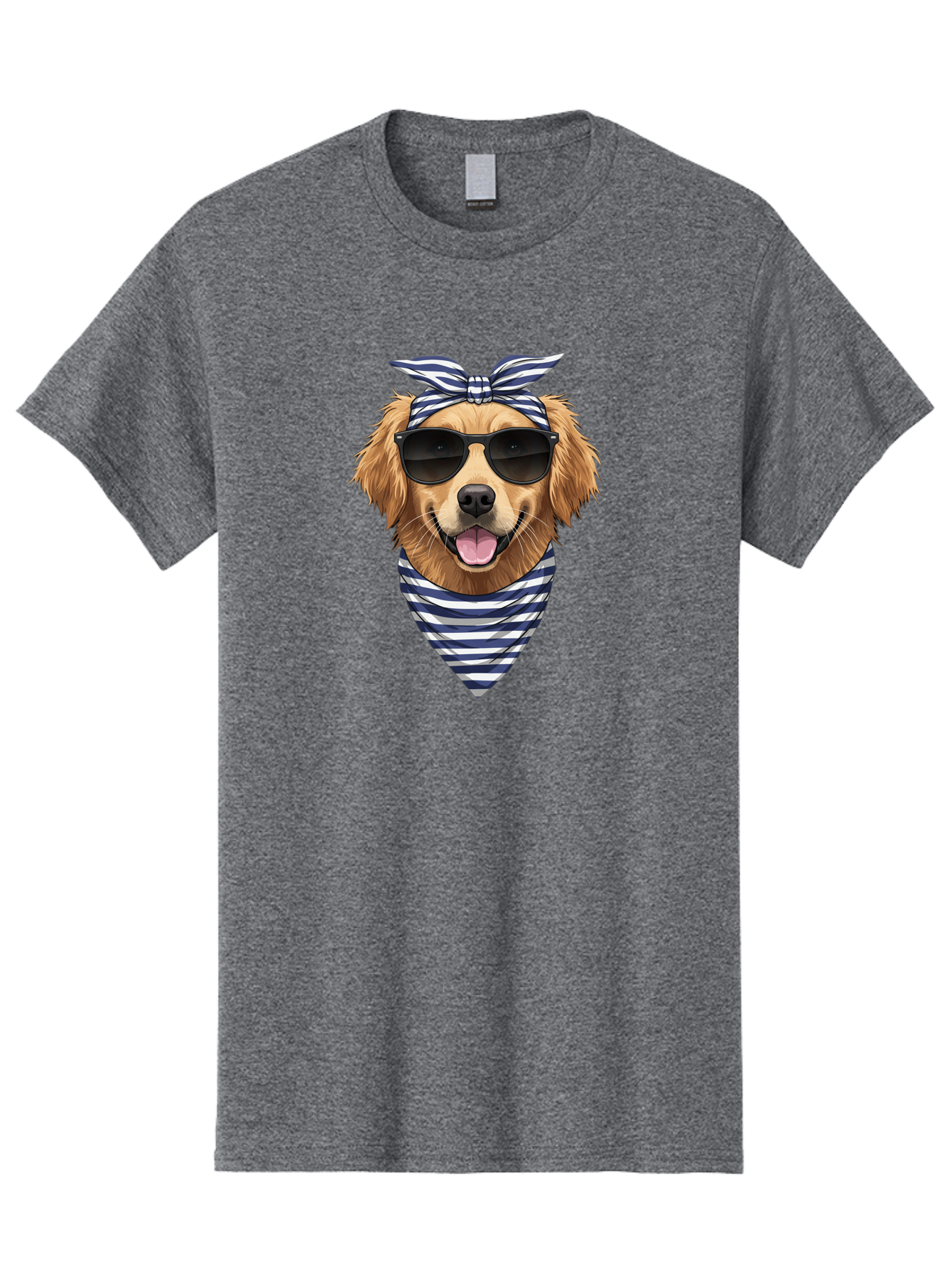 Golden-Dog Men'S Graphic Tee, 100% Cotton, Comfortable Casual Summer Wear, Machine Washable, Cool Dog, Dog Wearing Sunglasses, Retro Dog, Dog With Bandana, Cute Canine, Happy Dog, Stylish Pup, Funny Animal Bab965