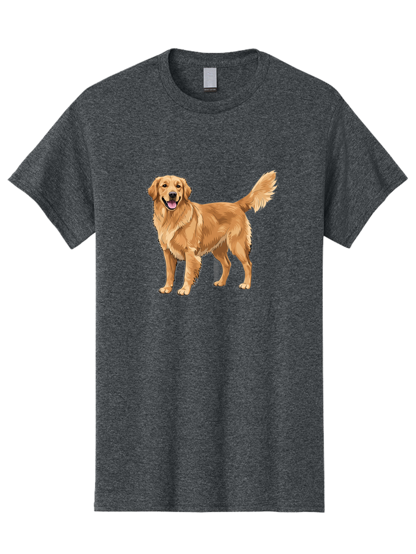 Golden-Retriever-10 Men'S Graphic Tee, 100% Cotton, Comfortable Casual Summer Wear, Machine Washable, Golden Retriever Dog, Golden Fur, Friendly Expression, Wagging Tail, Standing Pose, Canine Companion, Dog Illustration, Fluffy Coat, Bab967