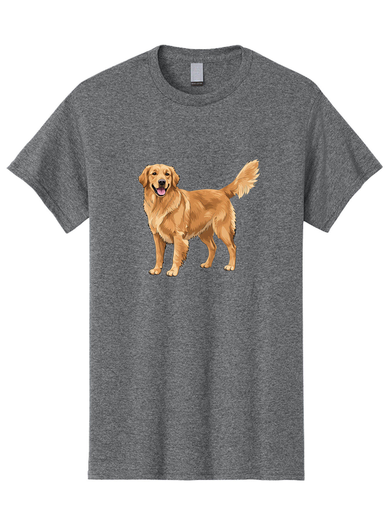 Golden-Retriever-10 Men'S Graphic Tee, 100% Cotton, Comfortable Casual Summer Wear, Machine Washable, Golden Retriever Dog, Golden Fur, Friendly Expression, Wagging Tail, Standing Pose, Canine Companion, Dog Illustration, Fluffy Coat, Bab967