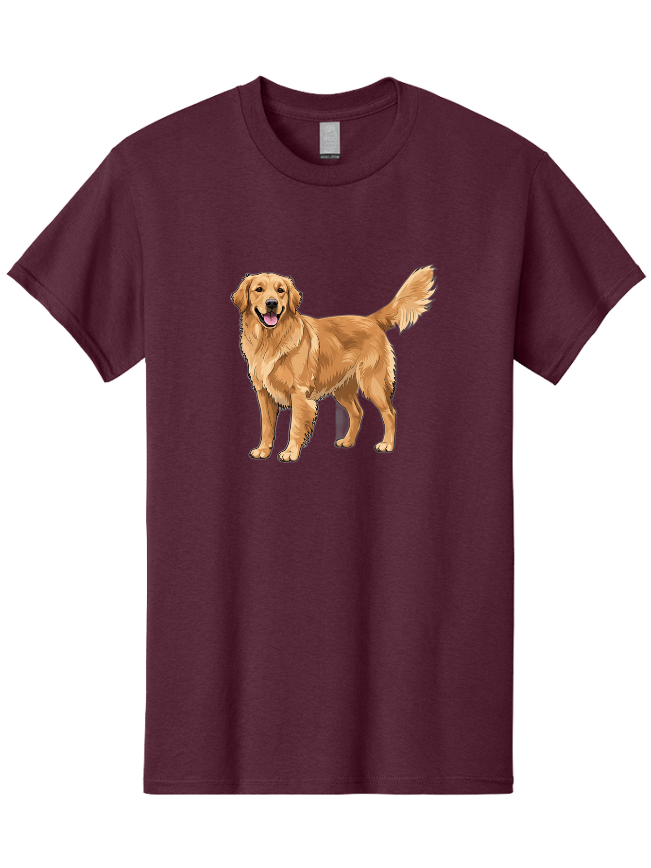 Golden-Retriever-10 Men'S Graphic Tee, 100% Cotton, Comfortable Casual Summer Wear, Machine Washable, Golden Retriever Dog, Golden Fur, Friendly Expression, Wagging Tail, Standing Pose, Canine Companion, Dog Illustration, Fluffy Coat, Bab967