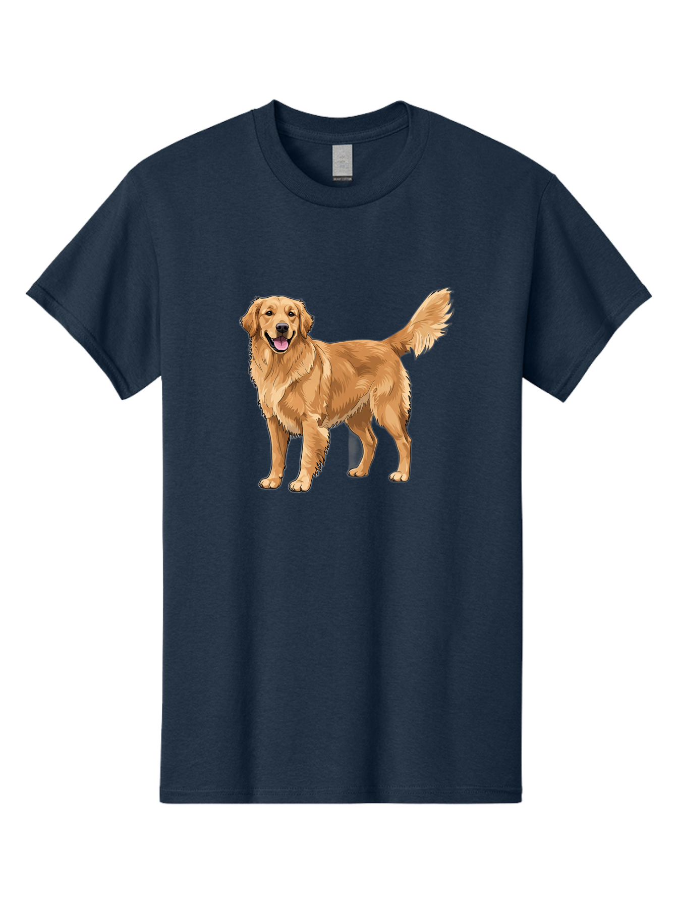Golden-Retriever-10 Men'S Graphic Tee, 100% Cotton, Comfortable Casual Summer Wear, Machine Washable, Golden Retriever Dog, Golden Fur, Friendly Expression, Wagging Tail, Standing Pose, Canine Companion, Dog Illustration, Fluffy Coat, Bab967