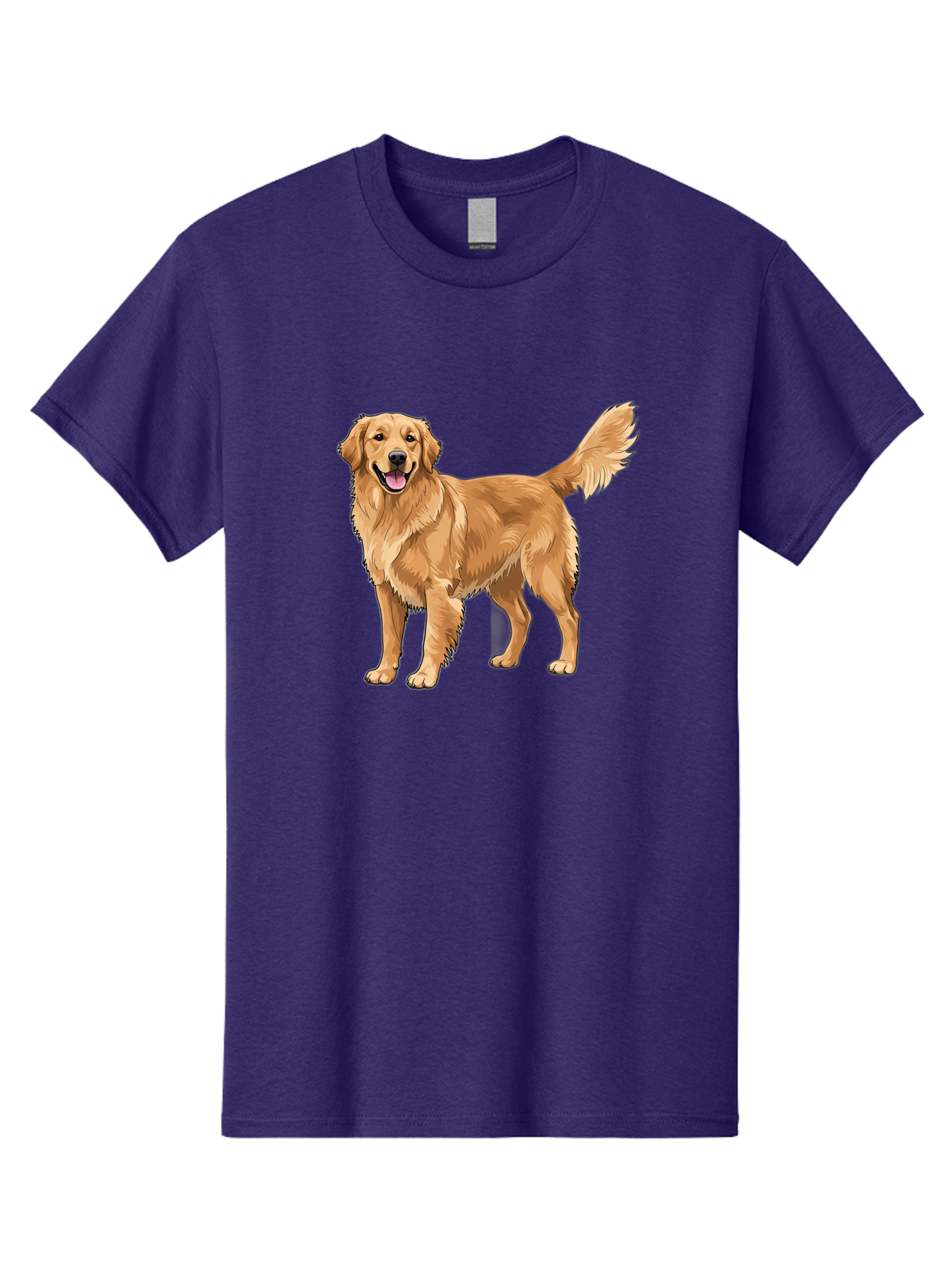Golden-Retriever-10 Men'S Graphic Tee, 100% Cotton, Comfortable Casual Summer Wear, Machine Washable, Golden Retriever Dog, Golden Fur, Friendly Expression, Wagging Tail, Standing Pose, Canine Companion, Dog Illustration, Fluffy Coat, Bab967