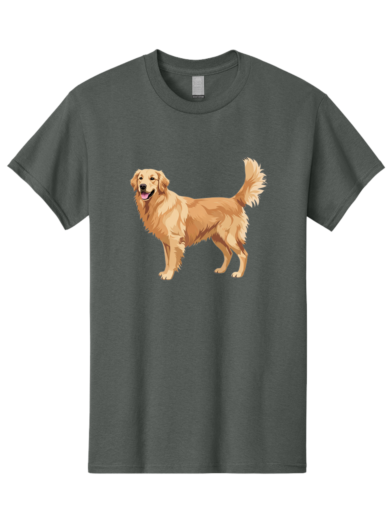 Golden-Retriever-11 Men'S Graphic Tee, 100% Cotton, Comfortable Casual Summer Wear, Machine Washable, Golden Retriever Dog, Happy Dog, Dog Illustration, Canine Graphic, Friendly Dog, Dog Portrait, Retriever Breed, Dog Art Bab968