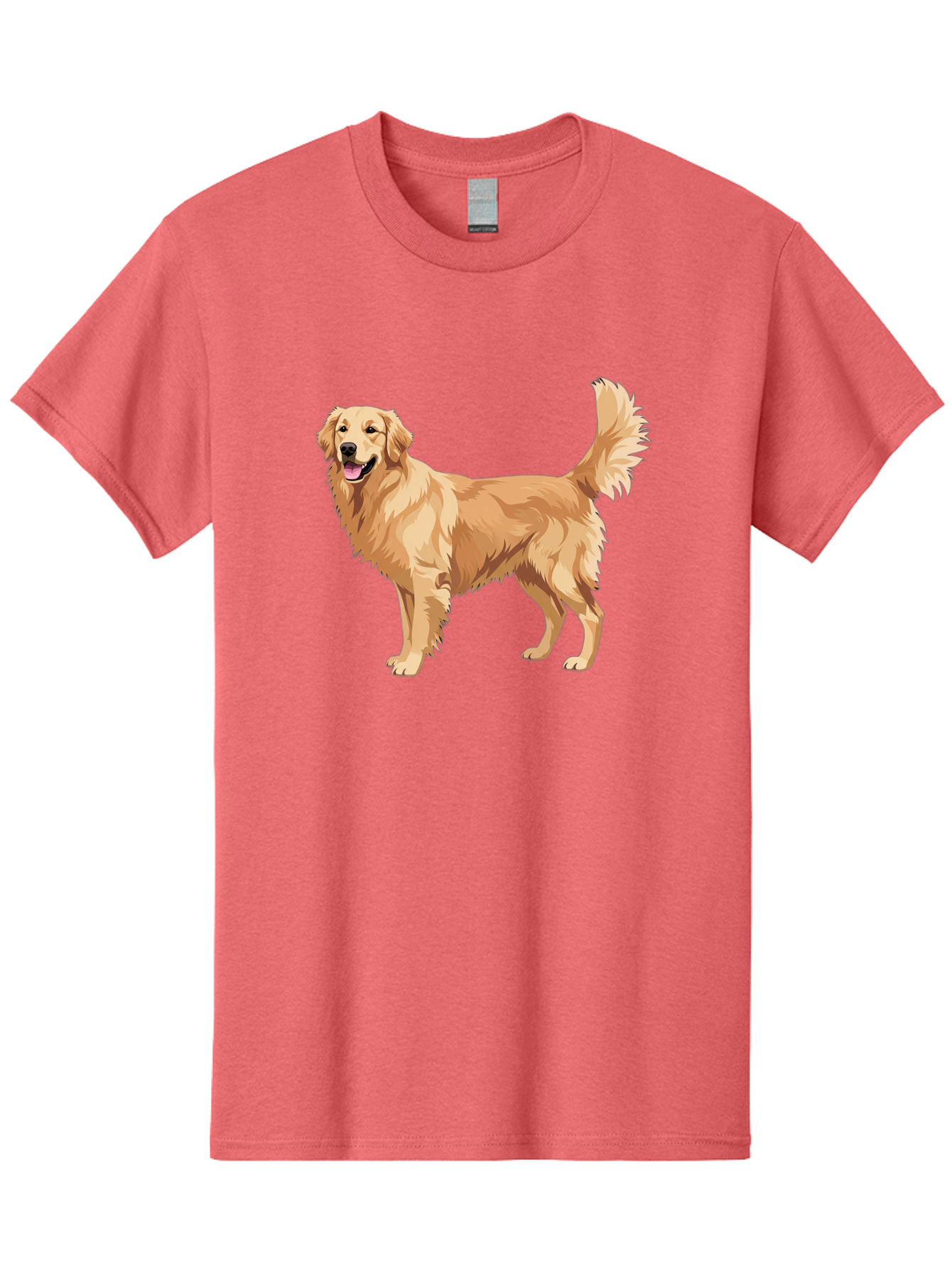 Golden-Retriever-11 Men'S Graphic Tee, 100% Cotton, Comfortable Casual Summer Wear, Machine Washable, Golden Retriever Dog, Happy Dog, Dog Illustration, Canine Graphic, Friendly Dog, Dog Portrait, Retriever Breed, Dog Art Bab968