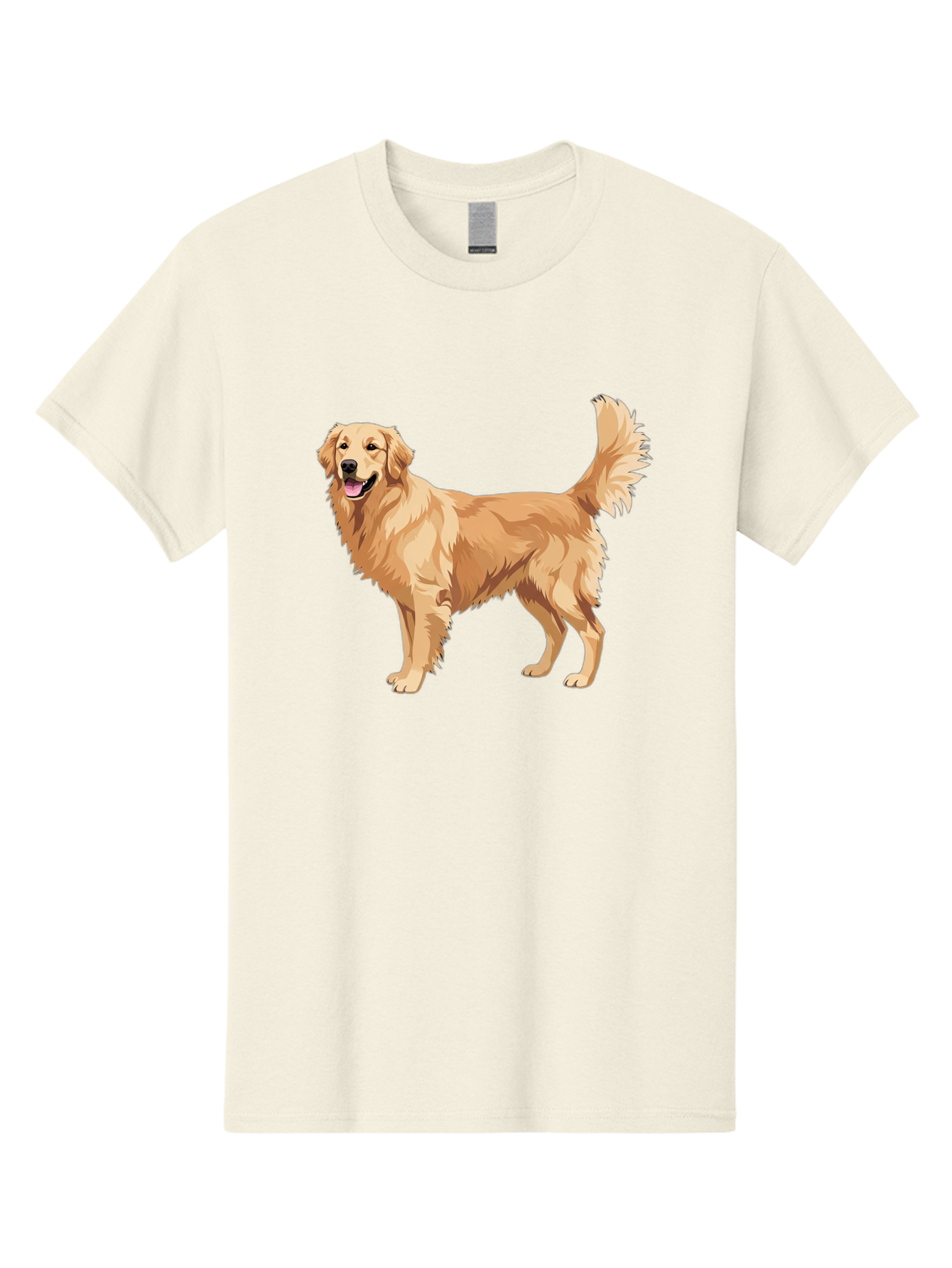 Golden-Retriever-11 Men'S Graphic Tee, 100% Cotton, Comfortable Casual Summer Wear, Machine Washable, Golden Retriever Dog, Happy Dog, Dog Illustration, Canine Graphic, Friendly Dog, Dog Portrait, Retriever Breed, Dog Art Bab968