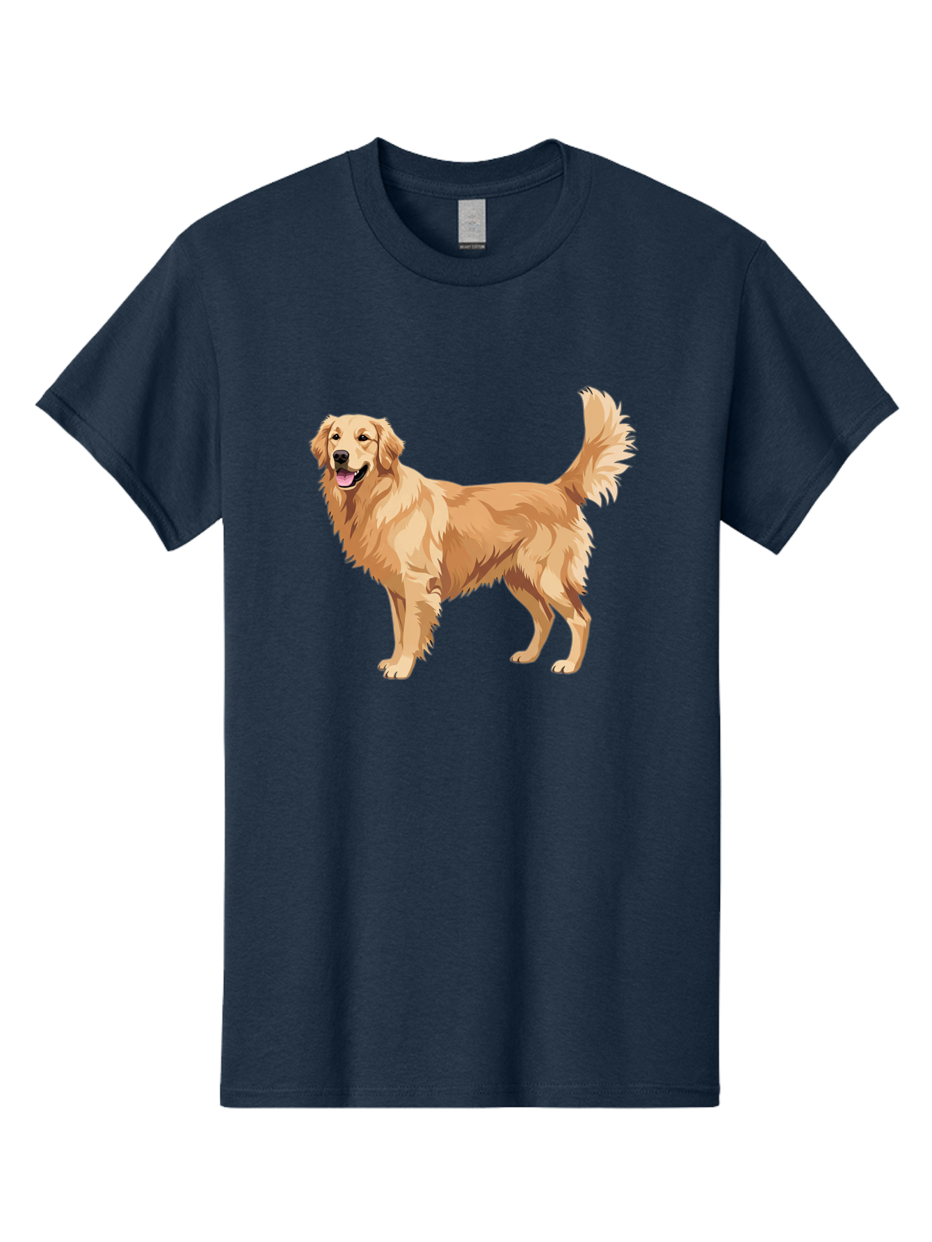 Golden-Retriever-11 Men'S Graphic Tee, 100% Cotton, Comfortable Casual Summer Wear, Machine Washable, Golden Retriever Dog, Happy Dog, Dog Illustration, Canine Graphic, Friendly Dog, Dog Portrait, Retriever Breed, Dog Art Bab968