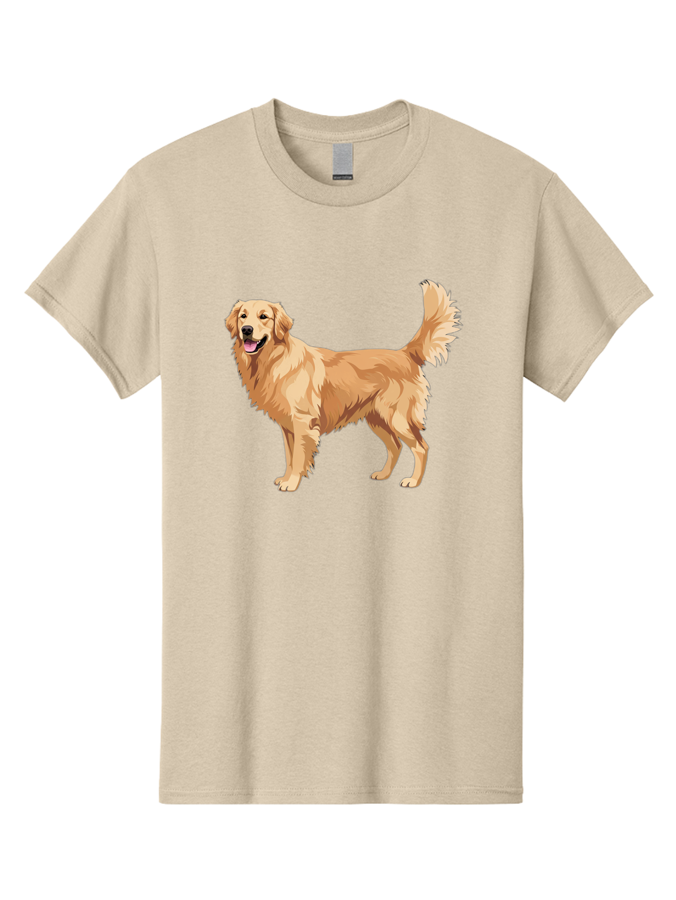 Golden-Retriever-11 Men'S Graphic Tee, 100% Cotton, Comfortable Casual Summer Wear, Machine Washable, Golden Retriever Dog, Happy Dog, Dog Illustration, Canine Graphic, Friendly Dog, Dog Portrait, Retriever Breed, Dog Art Bab968