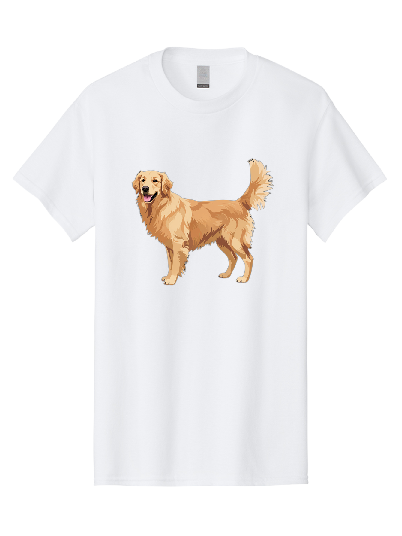 Golden-Retriever-11 Men'S Graphic Tee, 100% Cotton, Comfortable Casual Summer Wear, Machine Washable, Golden Retriever Dog, Happy Dog, Dog Illustration, Canine Graphic, Friendly Dog, Dog Portrait, Retriever Breed, Dog Art Bab968