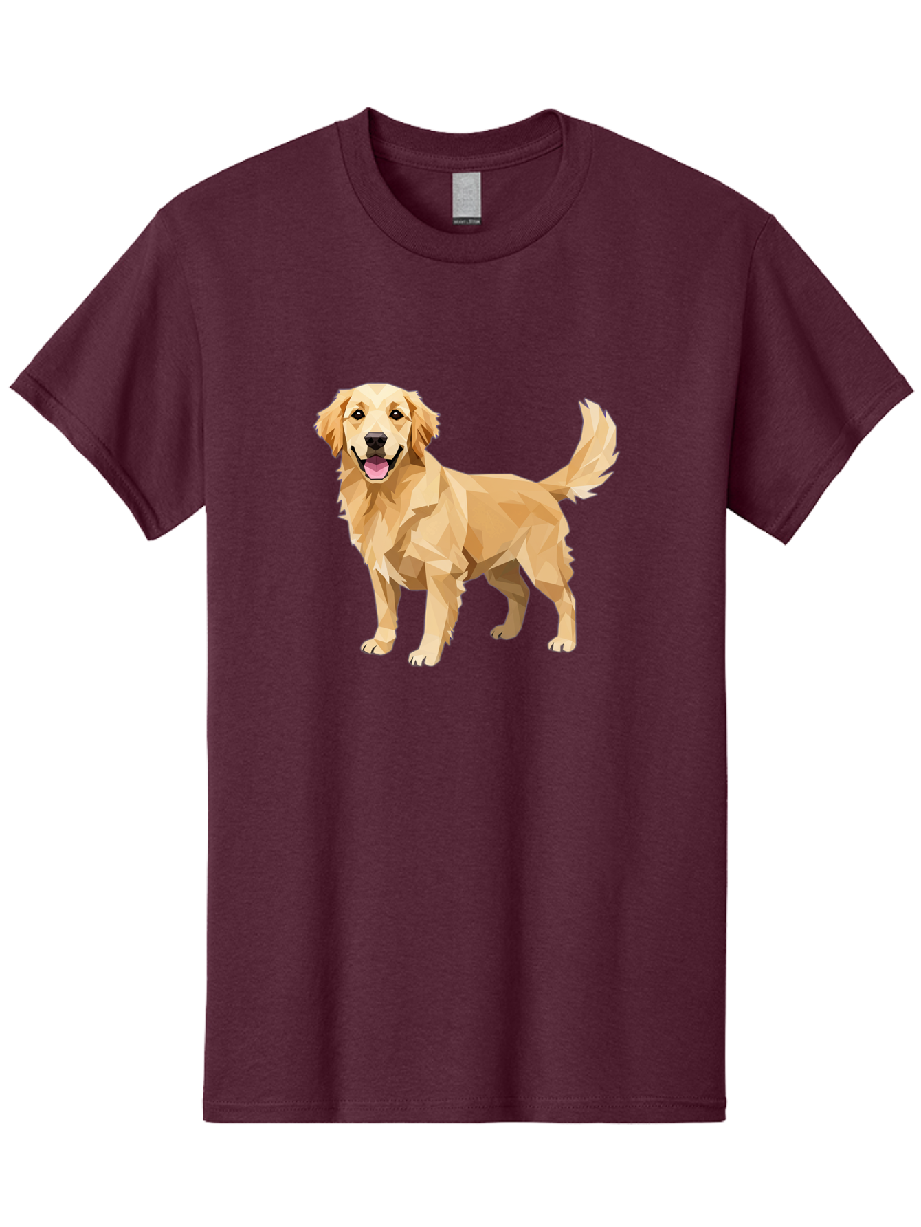 Golden-Retriever-12 Men'S Graphic Tee, 100% Cotton, Comfortable Casual Summer Wear, Machine Washable, Golden Retriever Dog, Happy Canine, Low Poly Art, Dog Illustration, Friendly Dog, Dog Graphics, Pet Illustration, Cute Dog Bab969