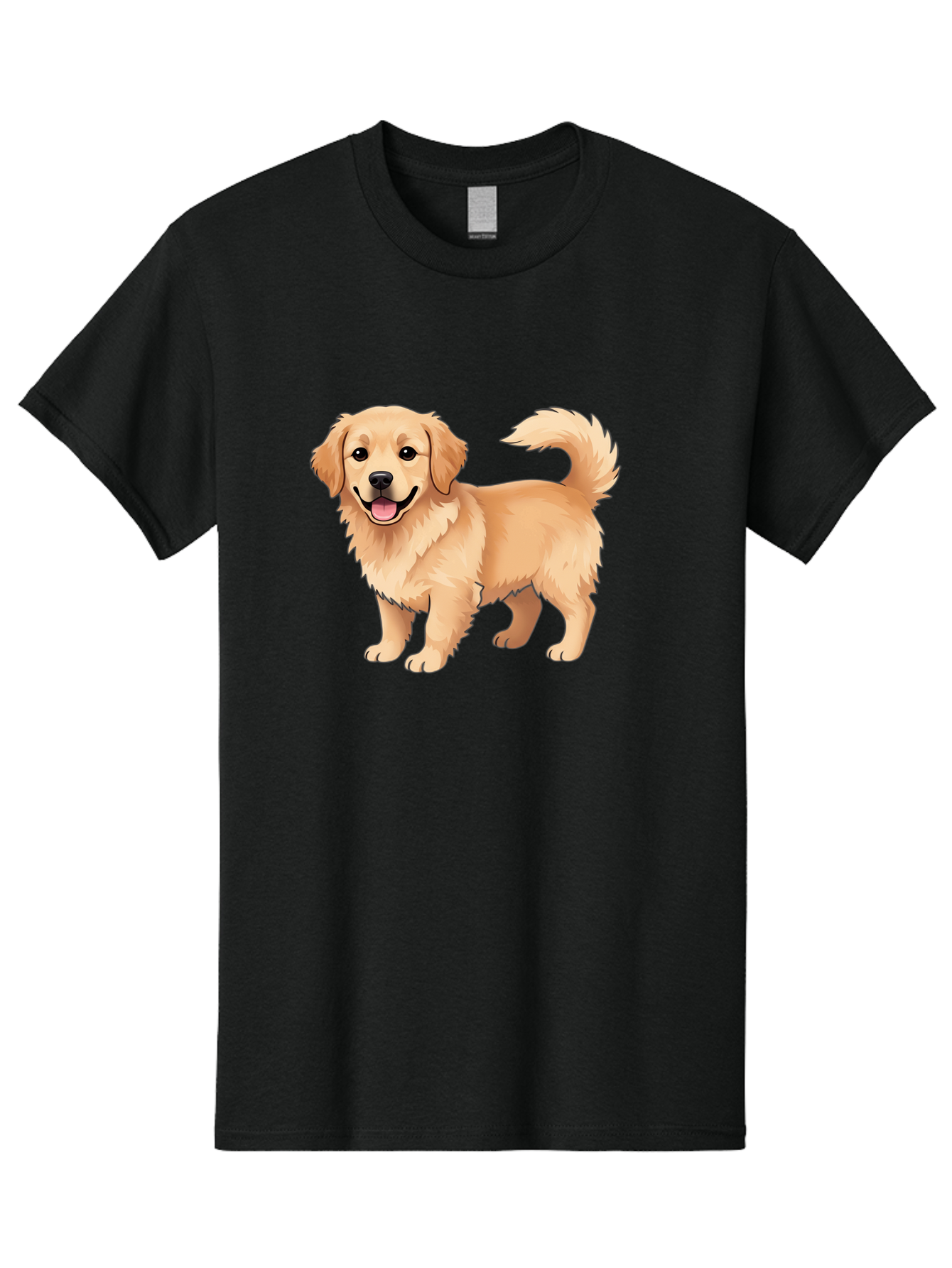 Golden-Retriever-13 Men'S Graphic Tee, 100% Cotton, Comfortable Casual Summer Wear, Machine Washable, Golden Retriever Dog, Happy Expression, Fluffy Fur, Playful Demeanor, Friendly Animal, Cartoon Style, Golden Coat, Dog Illustration, Bab970