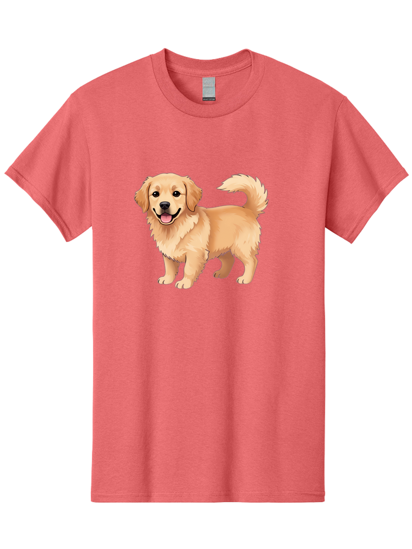 Golden-Retriever-13 Men'S Graphic Tee, 100% Cotton, Comfortable Casual Summer Wear, Machine Washable, Golden Retriever Dog, Happy Expression, Fluffy Fur, Playful Demeanor, Friendly Animal, Cartoon Style, Golden Coat, Dog Illustration, Bab970