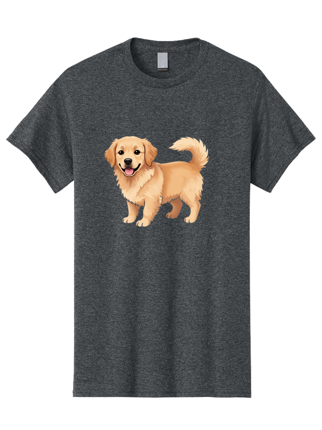 Golden-Retriever-13 Men'S Graphic Tee, 100% Cotton, Comfortable Casual Summer Wear, Machine Washable, Golden Retriever Dog, Happy Expression, Fluffy Fur, Playful Demeanor, Friendly Animal, Cartoon Style, Golden Coat, Dog Illustration, Bab970