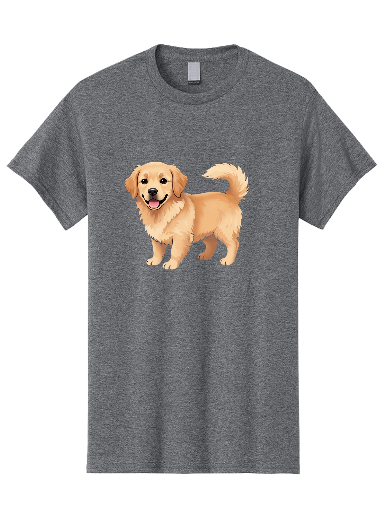 Golden-Retriever-13 Men'S Graphic Tee, 100% Cotton, Comfortable Casual Summer Wear, Machine Washable, Golden Retriever Dog, Happy Expression, Fluffy Fur, Playful Demeanor, Friendly Animal, Cartoon Style, Golden Coat, Dog Illustration, Bab970