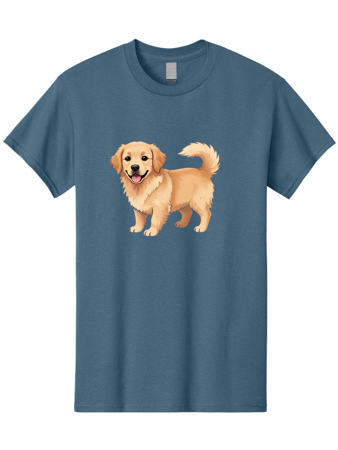 Golden-Retriever-13 Men'S Graphic Tee, 100% Cotton, Comfortable Casual Summer Wear, Machine Washable, Golden Retriever Dog, Happy Expression, Fluffy Fur, Playful Demeanor, Friendly Animal, Cartoon Style, Golden Coat, Dog Illustration, Bab970