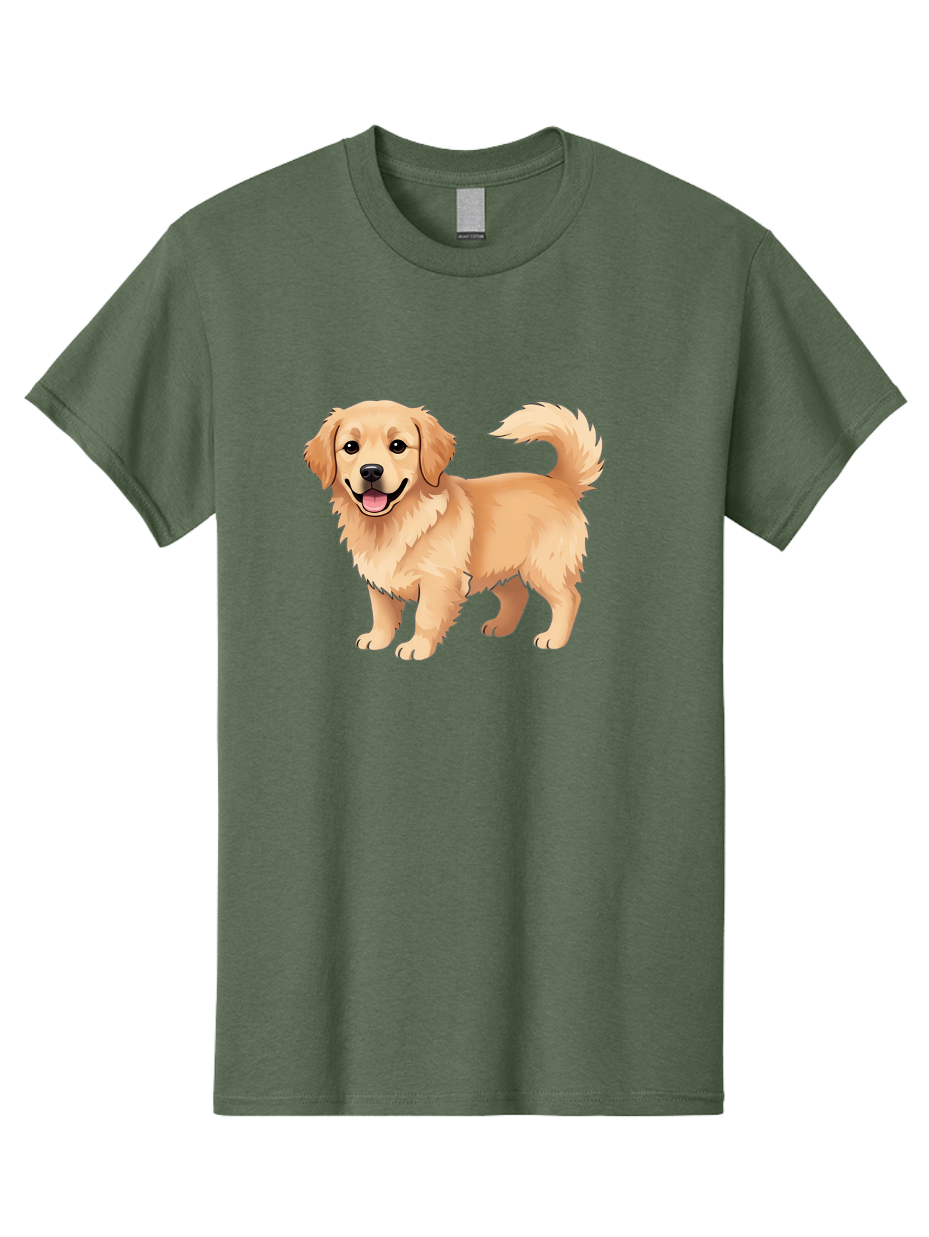 Golden-Retriever-13 Men'S Graphic Tee, 100% Cotton, Comfortable Casual Summer Wear, Machine Washable, Golden Retriever Dog, Happy Expression, Fluffy Fur, Playful Demeanor, Friendly Animal, Cartoon Style, Golden Coat, Dog Illustration, Bab970