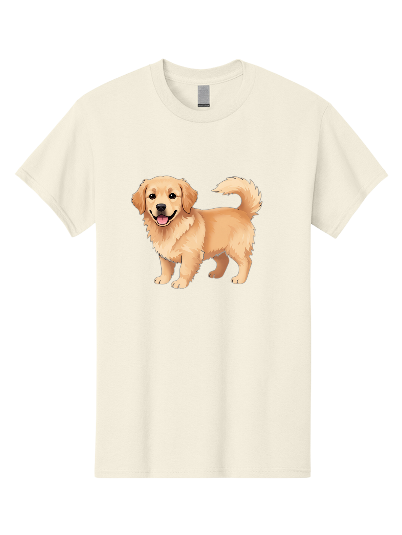 Golden-Retriever-13 Men'S Graphic Tee, 100% Cotton, Comfortable Casual Summer Wear, Machine Washable, Golden Retriever Dog, Happy Expression, Fluffy Fur, Playful Demeanor, Friendly Animal, Cartoon Style, Golden Coat, Dog Illustration, Bab970