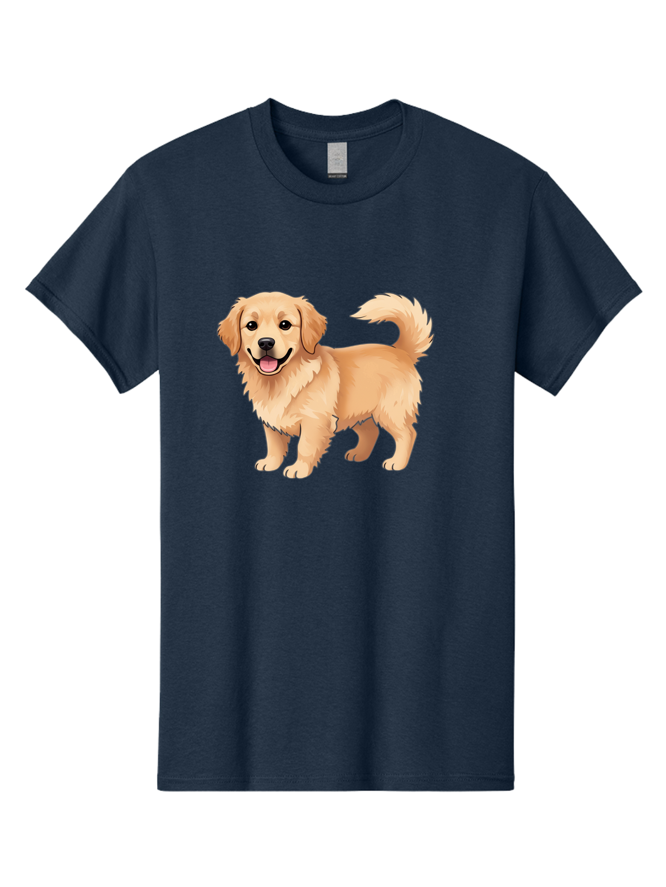 Golden-Retriever-13 Men'S Graphic Tee, 100% Cotton, Comfortable Casual Summer Wear, Machine Washable, Golden Retriever Dog, Happy Expression, Fluffy Fur, Playful Demeanor, Friendly Animal, Cartoon Style, Golden Coat, Dog Illustration, Bab970