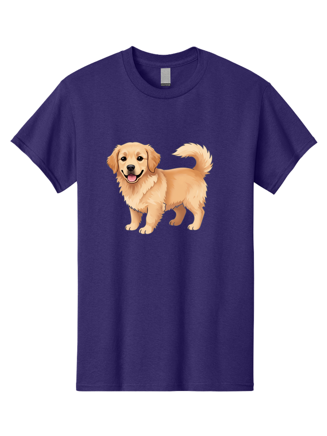 Golden-Retriever-13 Men'S Graphic Tee, 100% Cotton, Comfortable Casual Summer Wear, Machine Washable, Golden Retriever Dog, Happy Expression, Fluffy Fur, Playful Demeanor, Friendly Animal, Cartoon Style, Golden Coat, Dog Illustration, Bab970