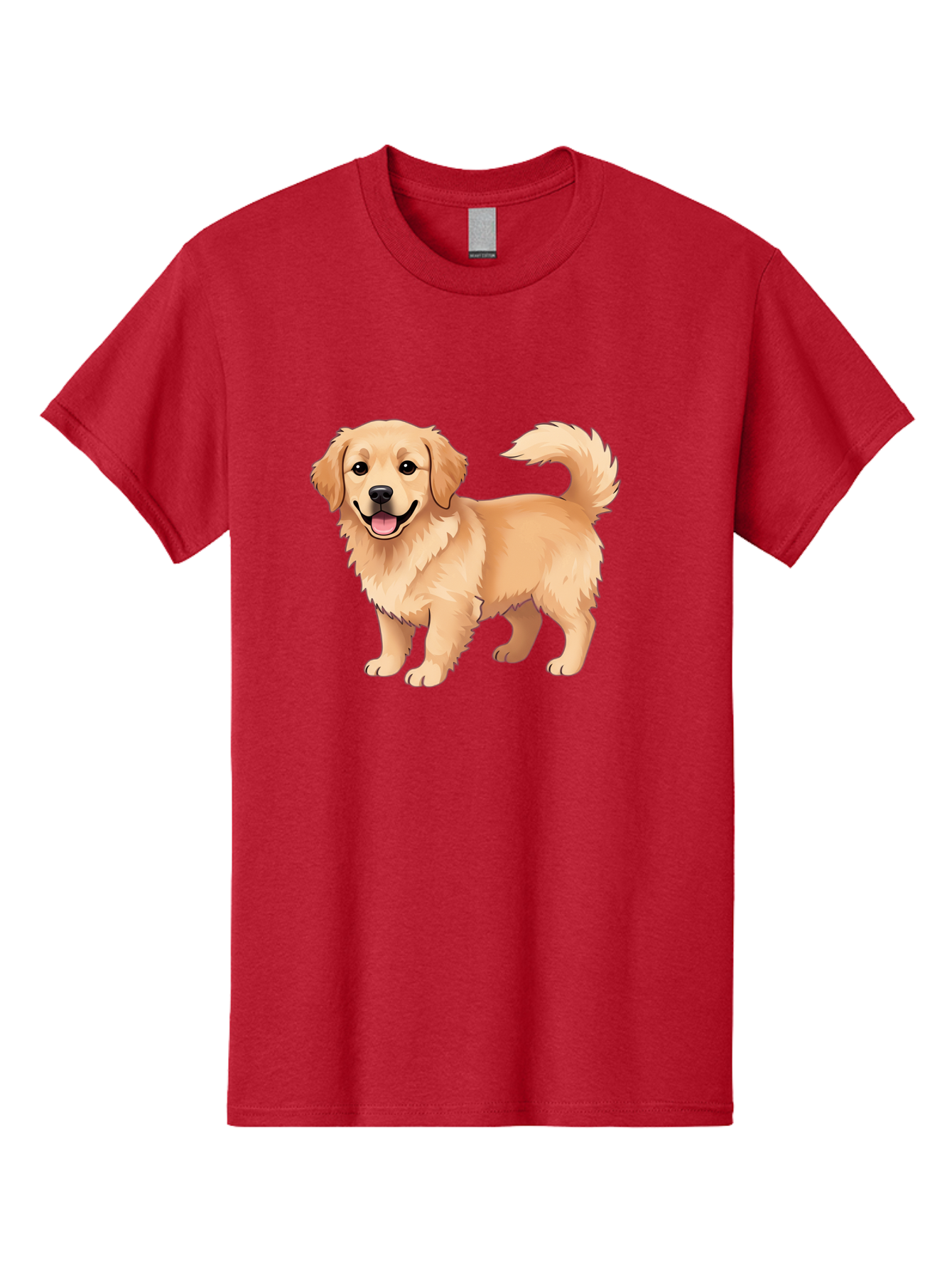 Golden-Retriever-13 Men'S Graphic Tee, 100% Cotton, Comfortable Casual Summer Wear, Machine Washable, Golden Retriever Dog, Happy Expression, Fluffy Fur, Playful Demeanor, Friendly Animal, Cartoon Style, Golden Coat, Dog Illustration, Bab970
