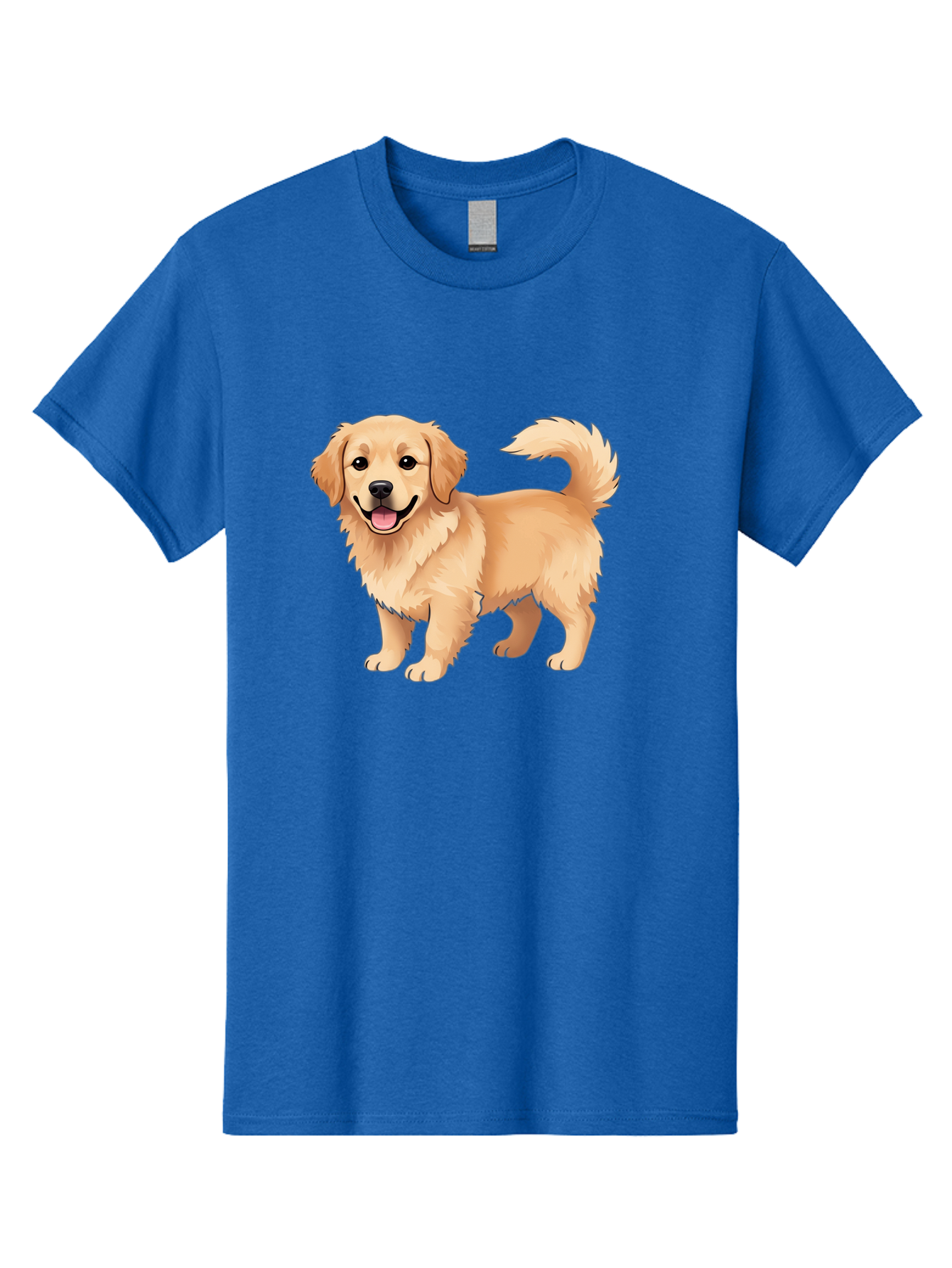 Golden-Retriever-13 Men'S Graphic Tee, 100% Cotton, Comfortable Casual Summer Wear, Machine Washable, Golden Retriever Dog, Happy Expression, Fluffy Fur, Playful Demeanor, Friendly Animal, Cartoon Style, Golden Coat, Dog Illustration, Bab970