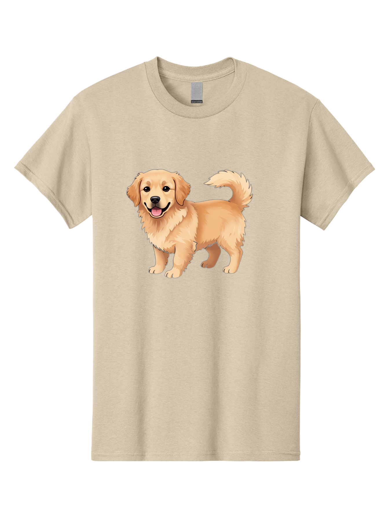 Golden-Retriever-13 Men'S Graphic Tee, 100% Cotton, Comfortable Casual Summer Wear, Machine Washable, Golden Retriever Dog, Happy Expression, Fluffy Fur, Playful Demeanor, Friendly Animal, Cartoon Style, Golden Coat, Dog Illustration, Bab970