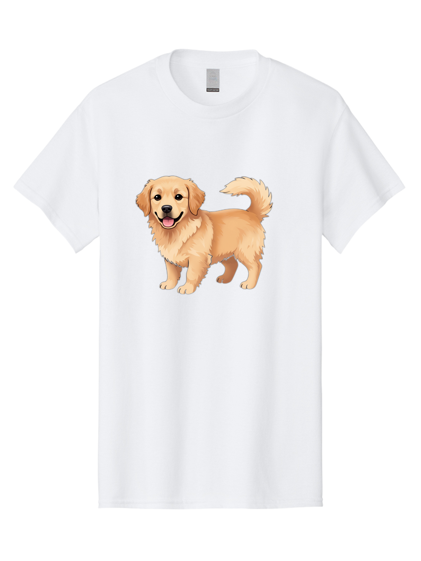 Golden-Retriever-13 Men'S Graphic Tee, 100% Cotton, Comfortable Casual Summer Wear, Machine Washable, Golden Retriever Dog, Happy Expression, Fluffy Fur, Playful Demeanor, Friendly Animal, Cartoon Style, Golden Coat, Dog Illustration, Bab970