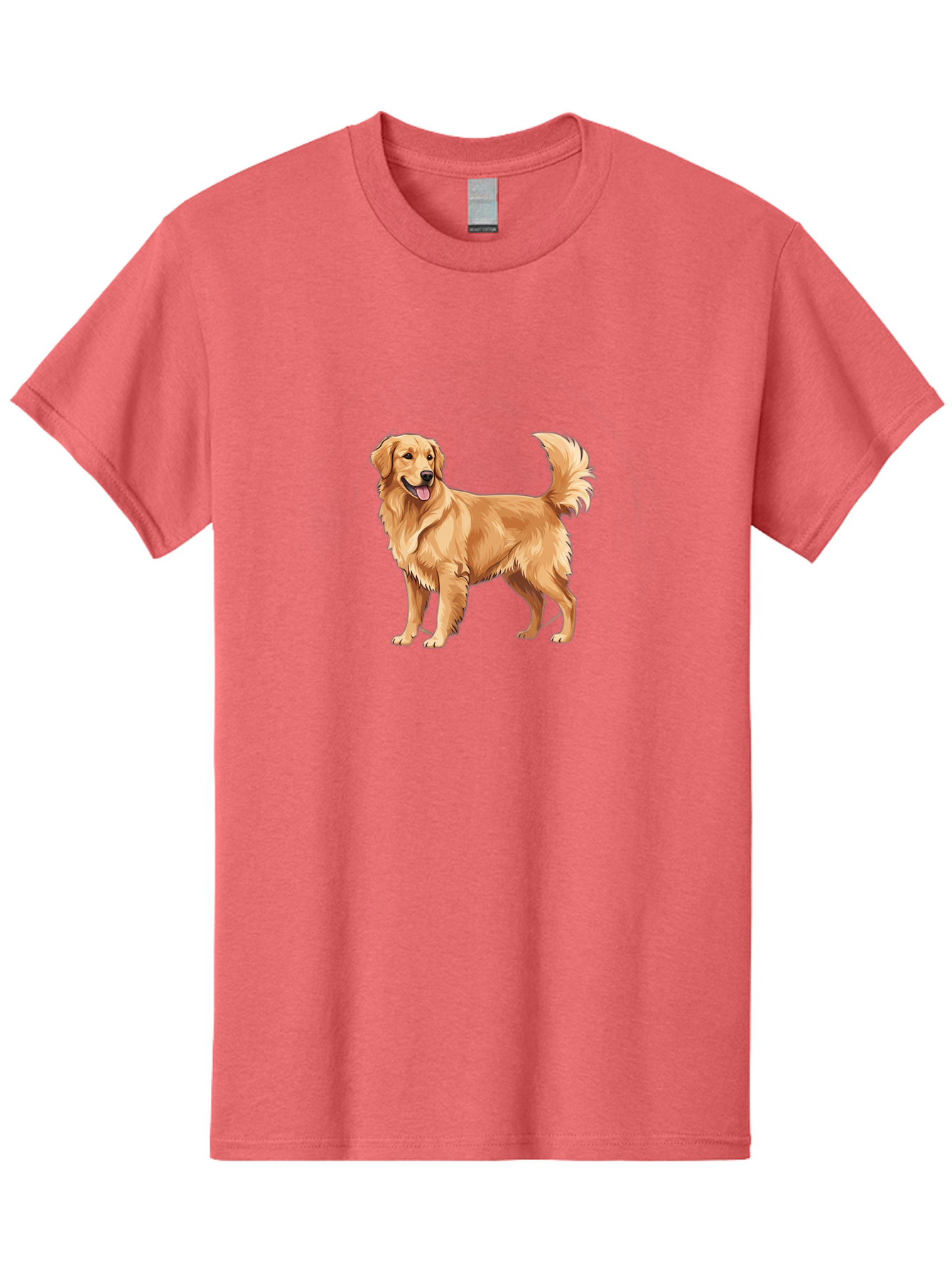 Golden-Retriever-15 Men'S Graphic Tee, 100% Cotton, Comfortable Casual Summer Wear, Machine Washable, Golden Retriever Dog, Friendly Dog, Happy Dog, Dog Illustration, Dog Cartoon, Furry Friends, Canine Companions, Dog Breed, Retriever Dog Bab972