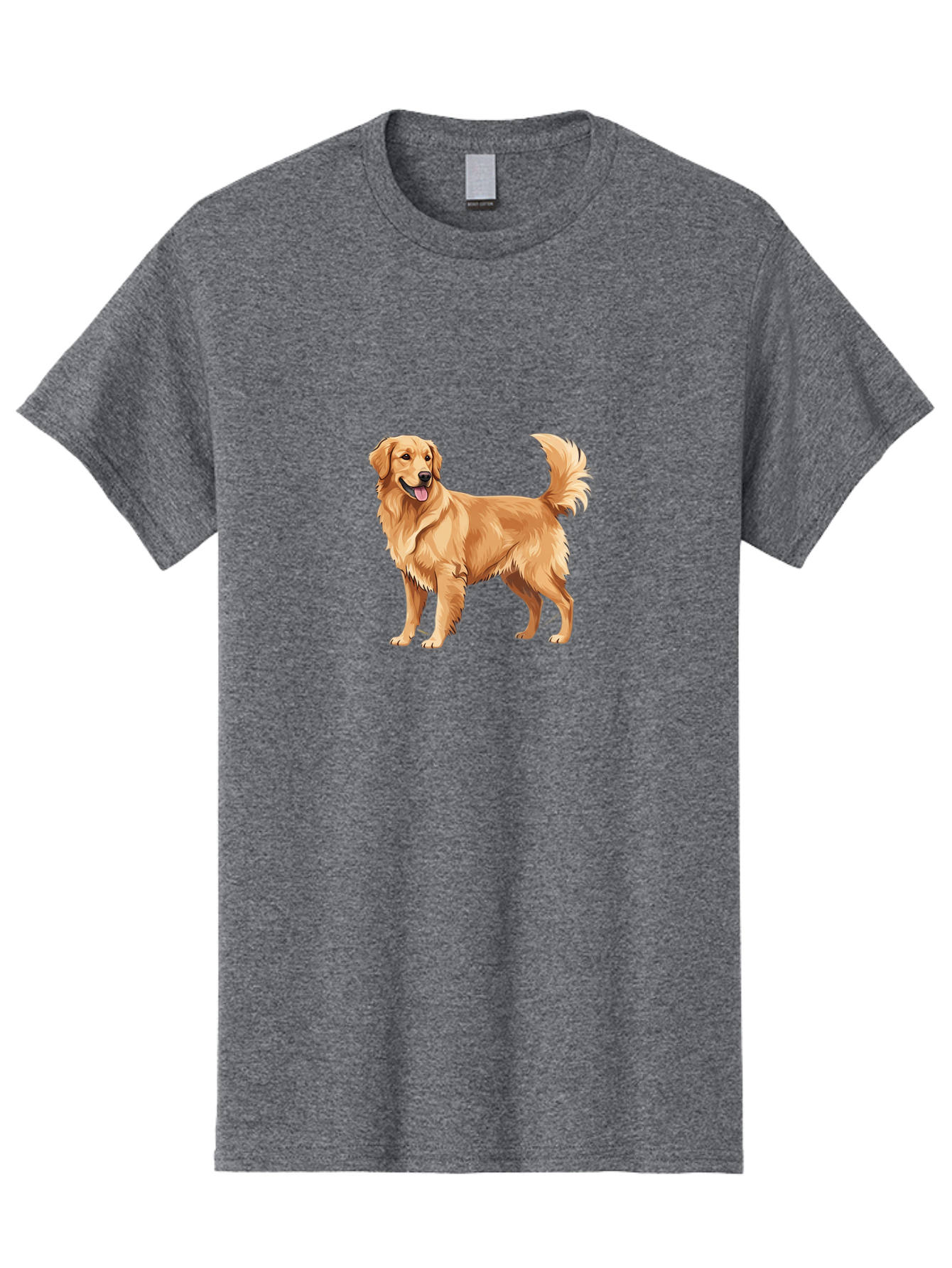 Golden-Retriever-15 Men'S Graphic Tee, 100% Cotton, Comfortable Casual Summer Wear, Machine Washable, Golden Retriever Dog, Friendly Dog, Happy Dog, Dog Illustration, Dog Cartoon, Furry Friends, Canine Companions, Dog Breed, Retriever Dog Bab972