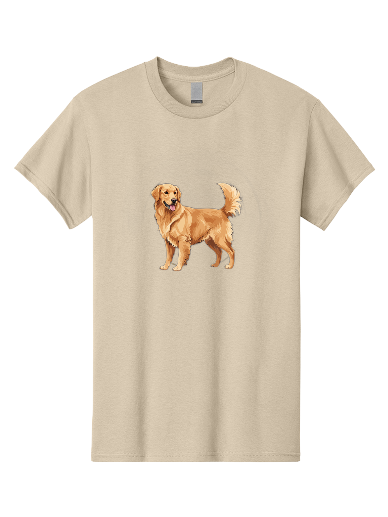 Golden-Retriever-15 Men'S Graphic Tee, 100% Cotton, Comfortable Casual Summer Wear, Machine Washable, Golden Retriever Dog, Friendly Dog, Happy Dog, Dog Illustration, Dog Cartoon, Furry Friends, Canine Companions, Dog Breed, Retriever Dog Bab972