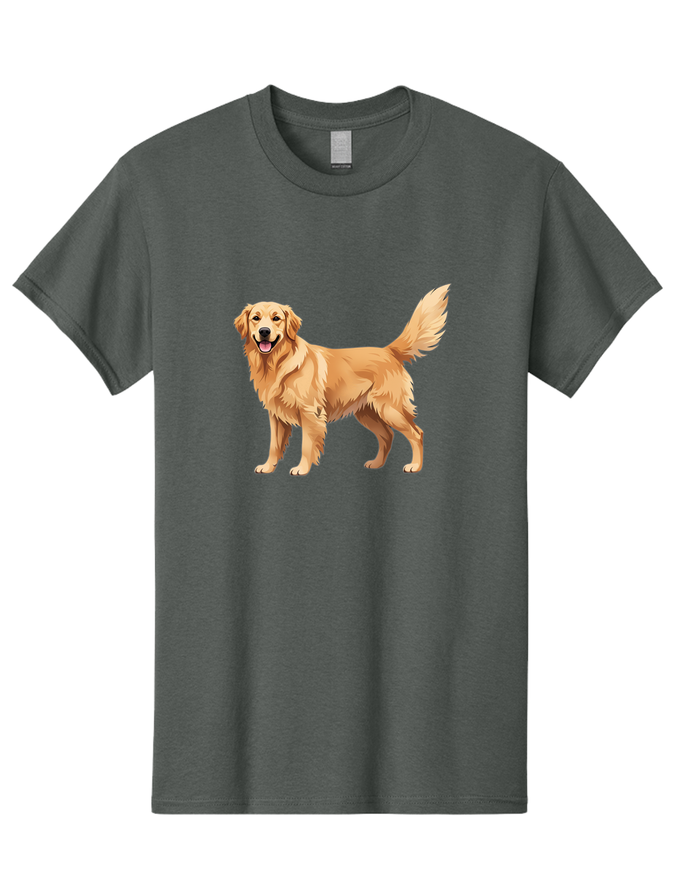 Golden-Retriever-16 Men'S Graphic Tee, 100% Cotton, Comfortable Casual Summer Wear, Machine Washable, Golden Retriever, Happy Dog, Fluffy Fur, Friendly Pet, Cartoon Dog, Dog Illustration, Canine Friend, Playful Breed, Loyal Companion, Bab973