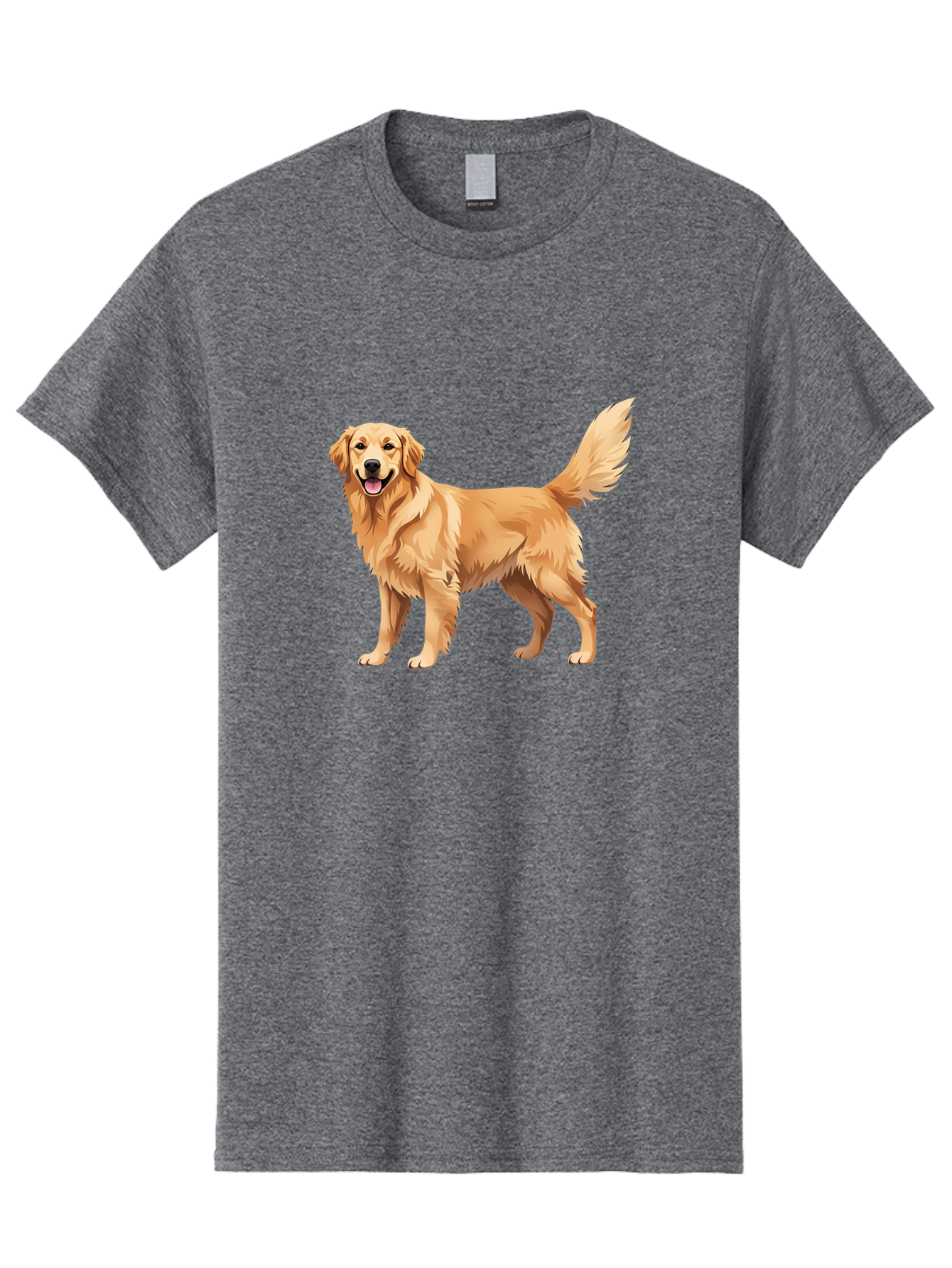 Golden-Retriever-16 Men'S Graphic Tee, 100% Cotton, Comfortable Casual Summer Wear, Machine Washable, Golden Retriever, Happy Dog, Fluffy Fur, Friendly Pet, Cartoon Dog, Dog Illustration, Canine Friend, Playful Breed, Loyal Companion, Bab973