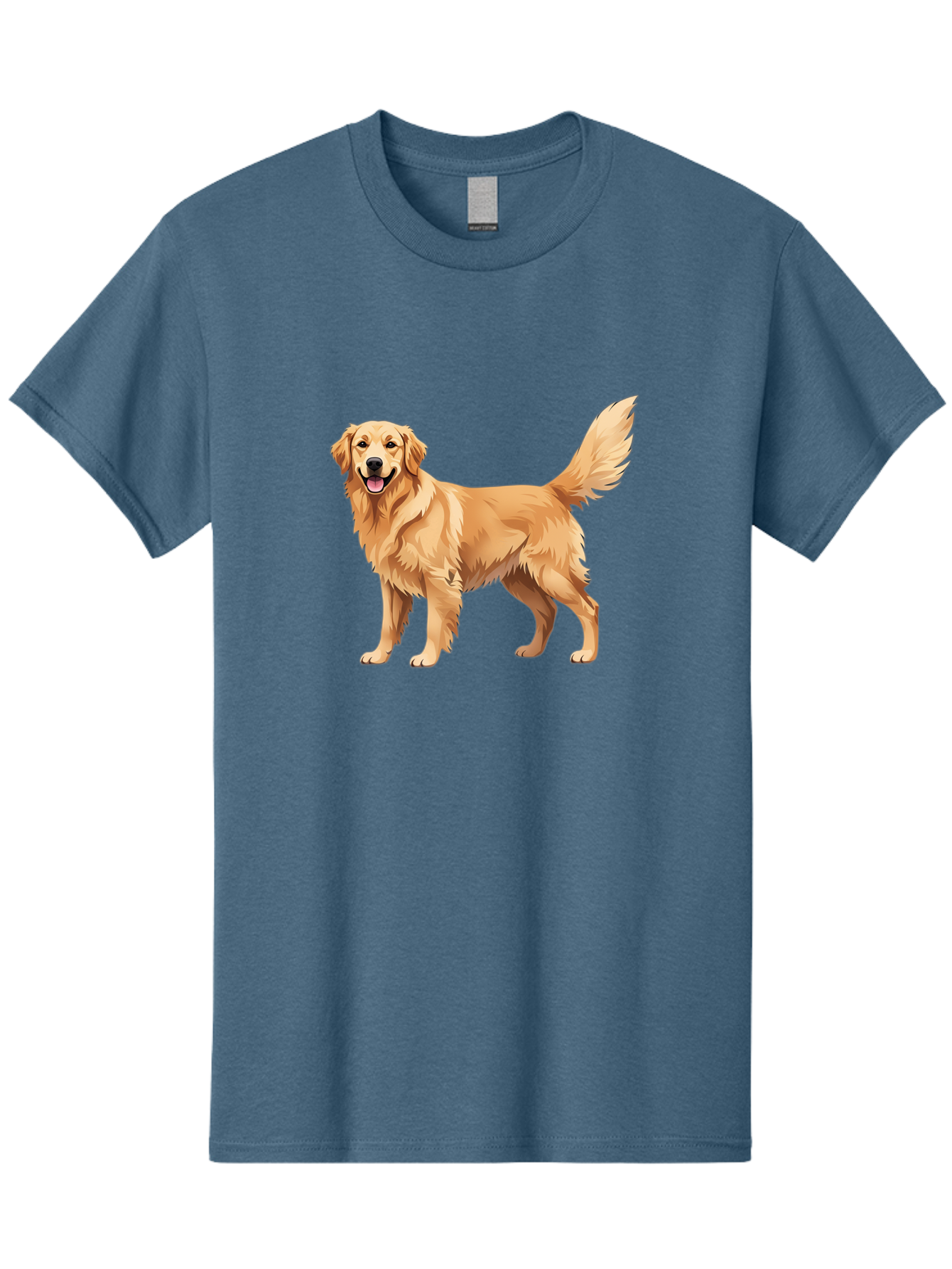 Golden-Retriever-16 Men'S Graphic Tee, 100% Cotton, Comfortable Casual Summer Wear, Machine Washable, Golden Retriever, Happy Dog, Fluffy Fur, Friendly Pet, Cartoon Dog, Dog Illustration, Canine Friend, Playful Breed, Loyal Companion, Bab973