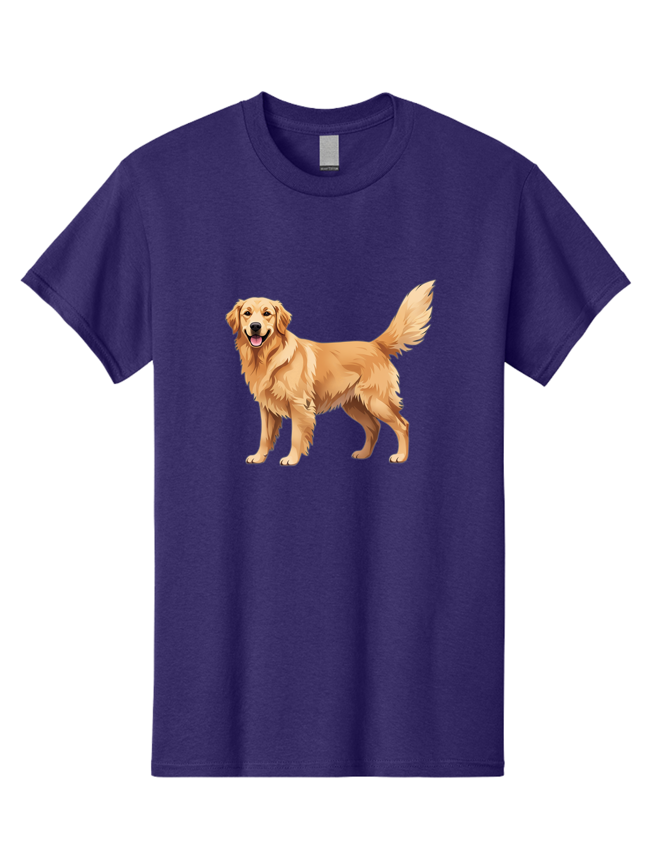 Golden-Retriever-16 Men'S Graphic Tee, 100% Cotton, Comfortable Casual Summer Wear, Machine Washable, Golden Retriever, Happy Dog, Fluffy Fur, Friendly Pet, Cartoon Dog, Dog Illustration, Canine Friend, Playful Breed, Loyal Companion, Bab973