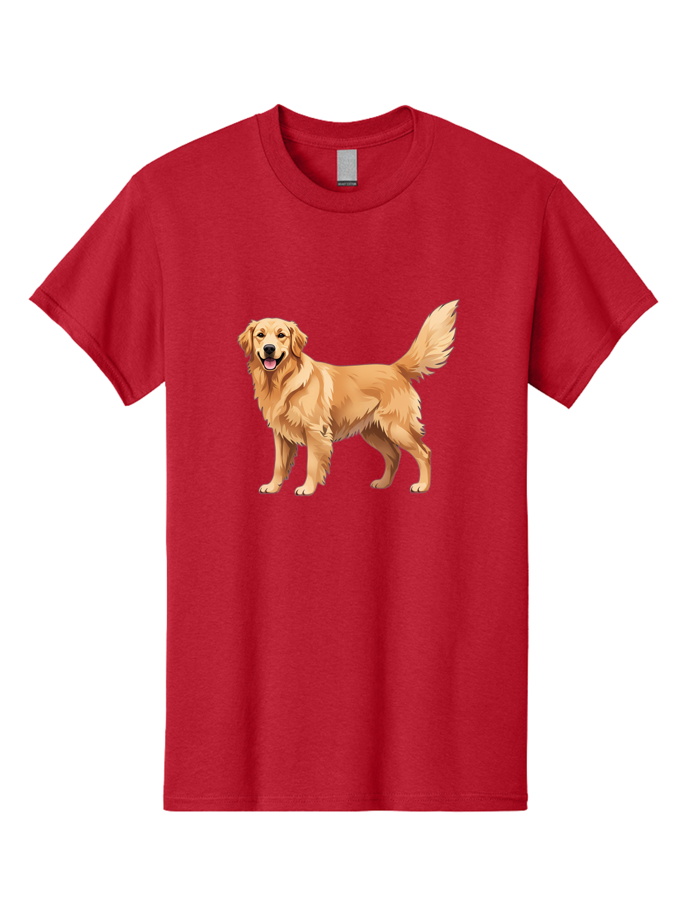 Golden-Retriever-16 Men'S Graphic Tee, 100% Cotton, Comfortable Casual Summer Wear, Machine Washable, Golden Retriever, Happy Dog, Fluffy Fur, Friendly Pet, Cartoon Dog, Dog Illustration, Canine Friend, Playful Breed, Loyal Companion, Bab973