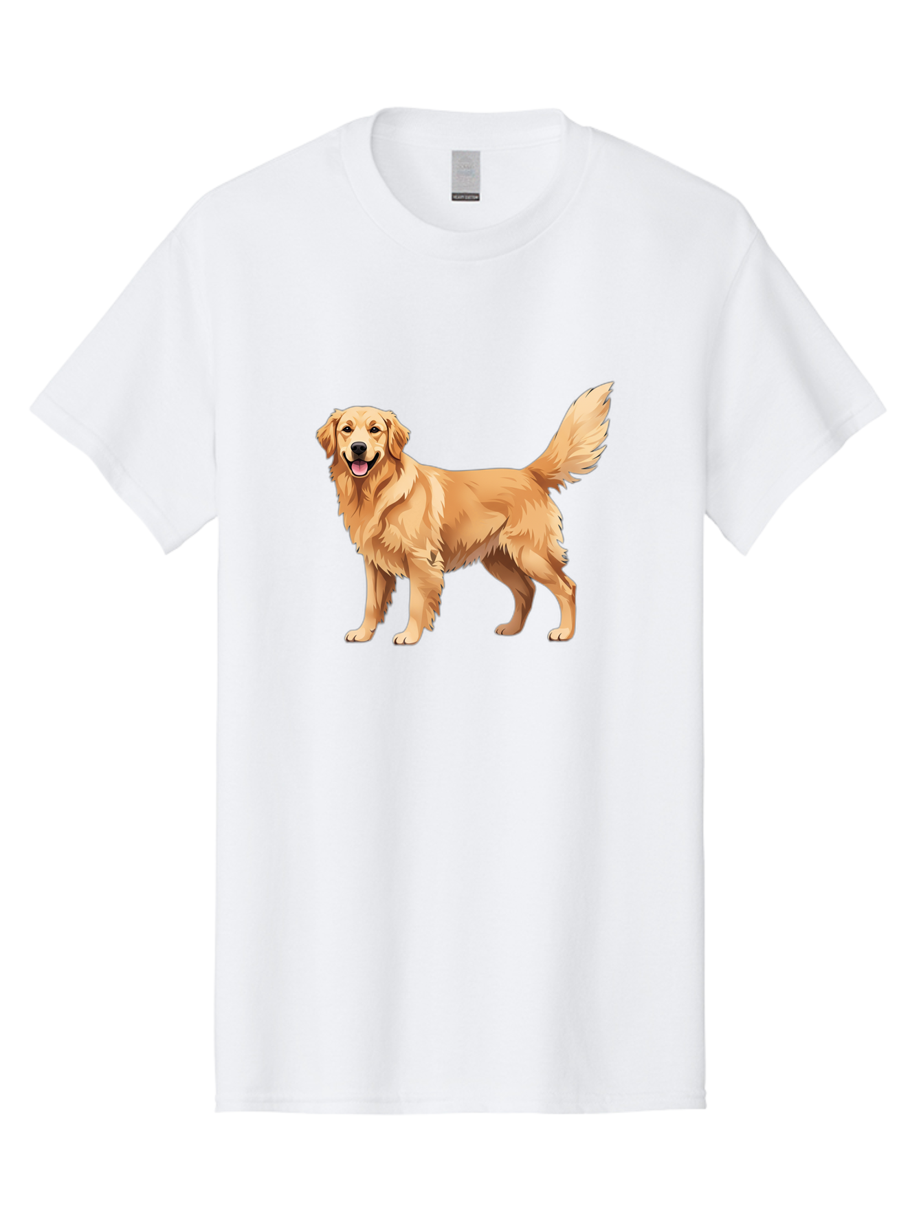 Golden-Retriever-16 Men'S Graphic Tee, 100% Cotton, Comfortable Casual Summer Wear, Machine Washable, Golden Retriever, Happy Dog, Fluffy Fur, Friendly Pet, Cartoon Dog, Dog Illustration, Canine Friend, Playful Breed, Loyal Companion, Bab973