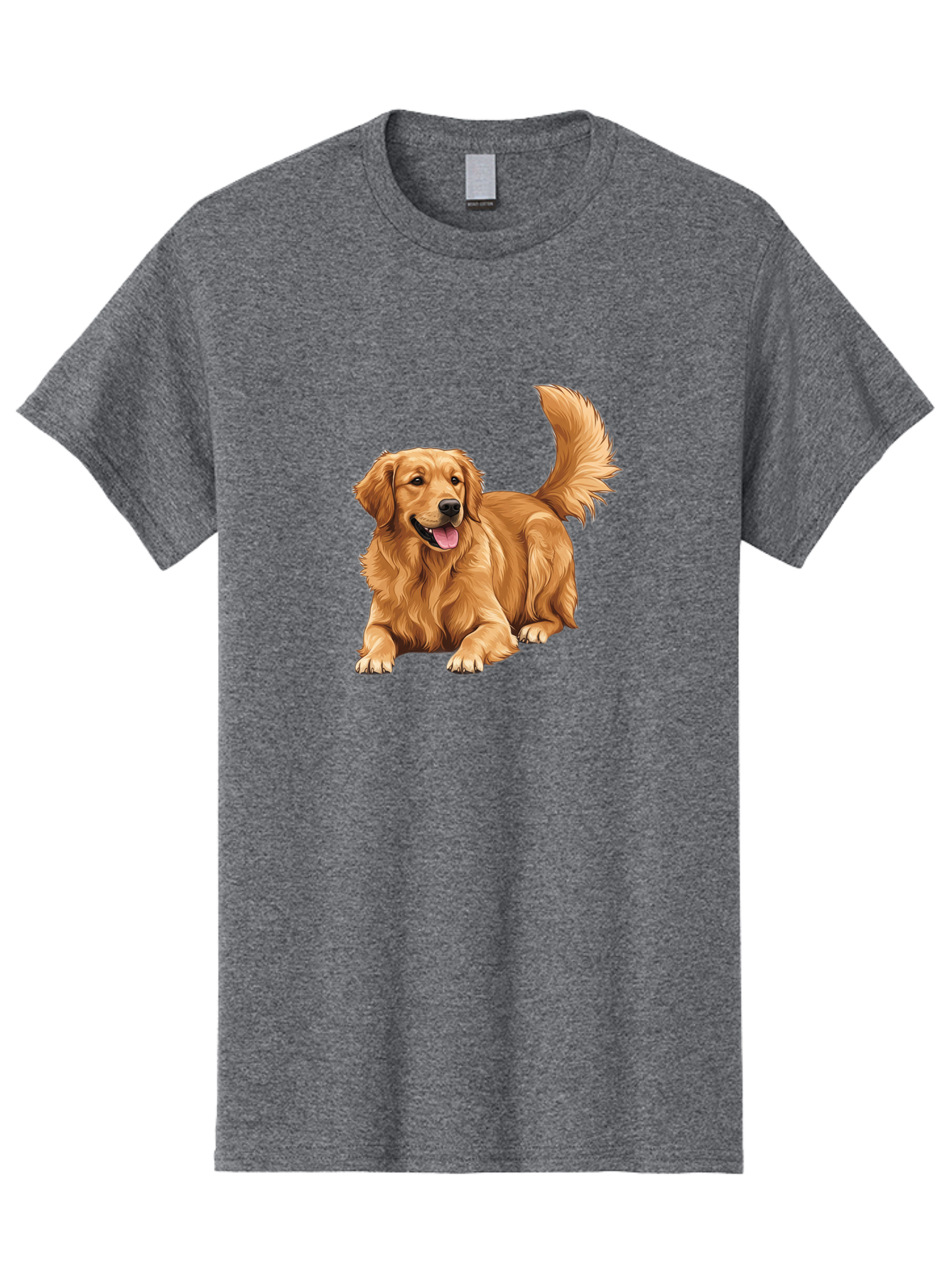 Golden-Retriever-17 Men'S Graphic Tee, 100% Cotton, Comfortable Casual Summer Wear, Machine Washable, Golden Retriever Dog, Playful Pet, Happy Animal, Fluffy Fur, Friendly Breed, Loyal Companion, Canine Friend, Dog Portrait, Pet Illustration Bab974