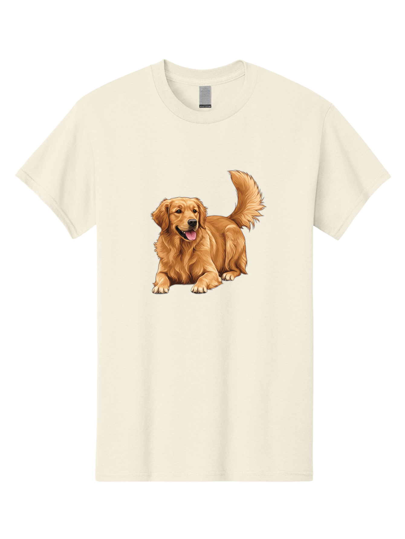 Golden-Retriever-17 Men'S Graphic Tee, 100% Cotton, Comfortable Casual Summer Wear, Machine Washable, Golden Retriever Dog, Playful Pet, Happy Animal, Fluffy Fur, Friendly Breed, Loyal Companion, Canine Friend, Dog Portrait, Pet Illustration Bab974
