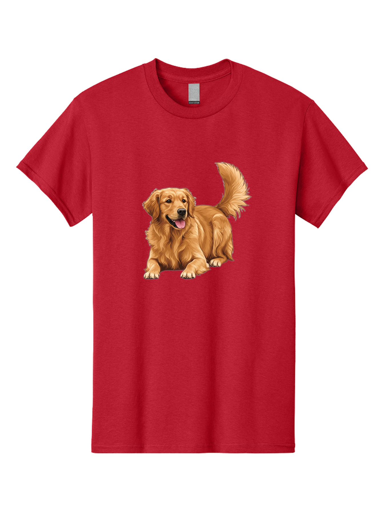 Golden-Retriever-17 Men'S Graphic Tee, 100% Cotton, Comfortable Casual Summer Wear, Machine Washable, Golden Retriever Dog, Playful Pet, Happy Animal, Fluffy Fur, Friendly Breed, Loyal Companion, Canine Friend, Dog Portrait, Pet Illustration Bab974