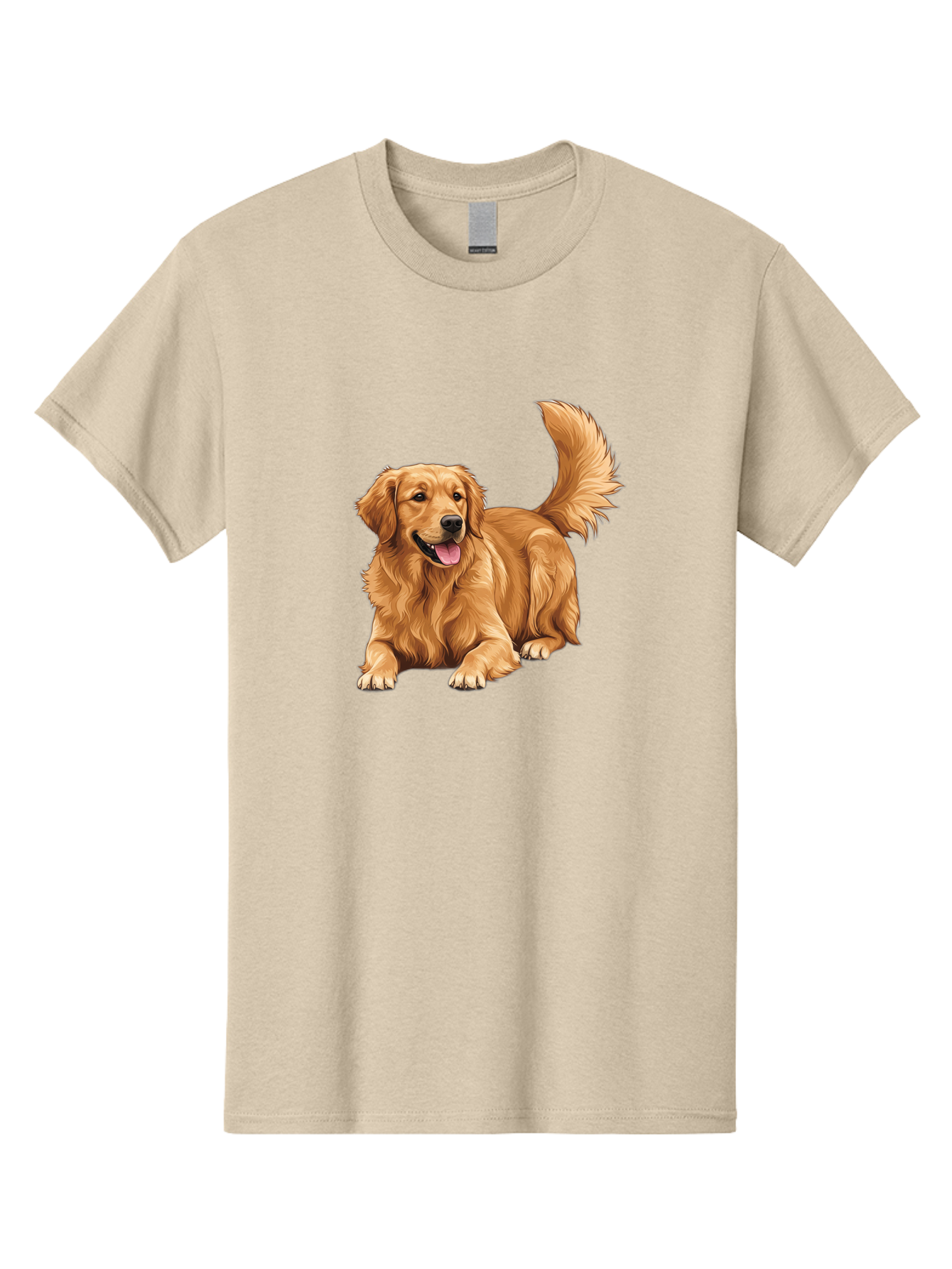 Golden-Retriever-17 Men'S Graphic Tee, 100% Cotton, Comfortable Casual Summer Wear, Machine Washable, Golden Retriever Dog, Playful Pet, Happy Animal, Fluffy Fur, Friendly Breed, Loyal Companion, Canine Friend, Dog Portrait, Pet Illustration Bab974