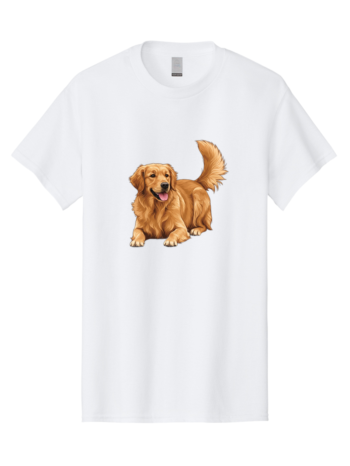 Golden-Retriever-17 Men'S Graphic Tee, 100% Cotton, Comfortable Casual Summer Wear, Machine Washable, Golden Retriever Dog, Playful Pet, Happy Animal, Fluffy Fur, Friendly Breed, Loyal Companion, Canine Friend, Dog Portrait, Pet Illustration Bab974