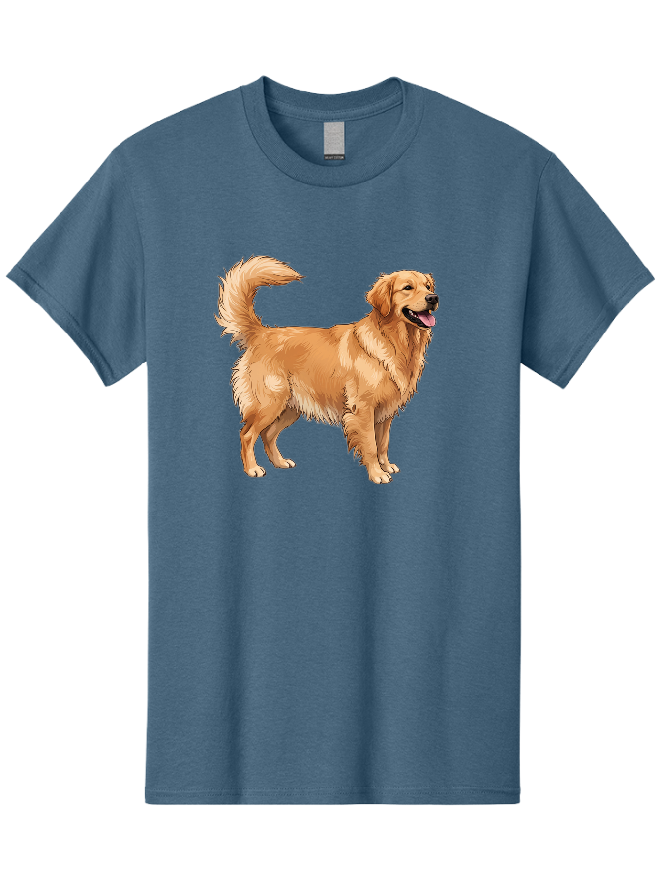 Golden-Retriever-18 Men'S Graphic Tee, 100% Cotton, Comfortable Casual Summer Wear, Machine Washable, Golden Retriever Dog, Happy Dog, Friendly Dog, Canine, Pet, Fluffy Fur, Wagging Tail, Playful Animal Bab975