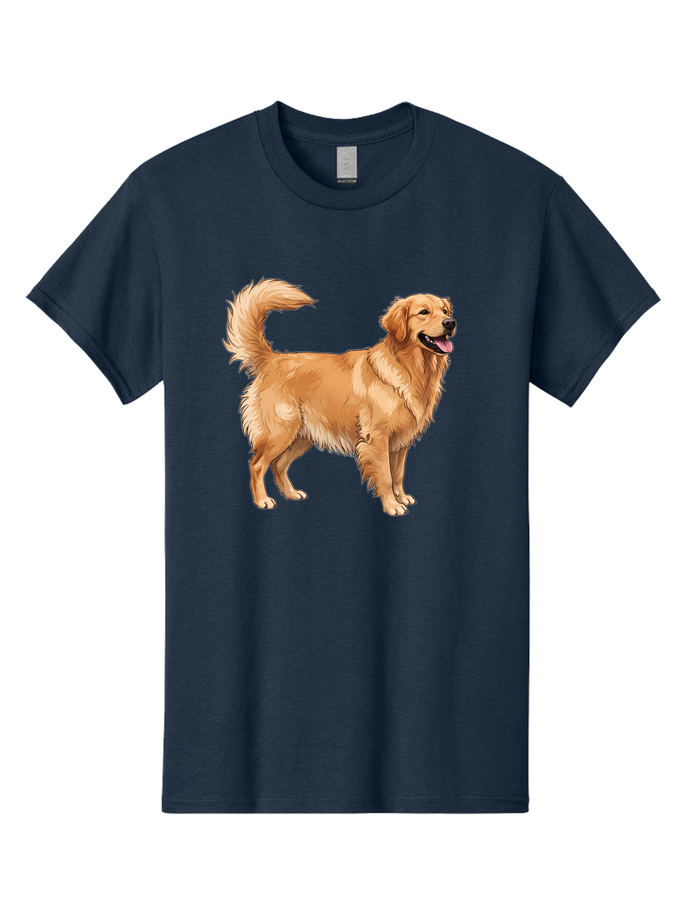 Golden-Retriever-18 Men'S Graphic Tee, 100% Cotton, Comfortable Casual Summer Wear, Machine Washable, Golden Retriever Dog, Happy Dog, Friendly Dog, Canine, Pet, Fluffy Fur, Wagging Tail, Playful Animal Bab975