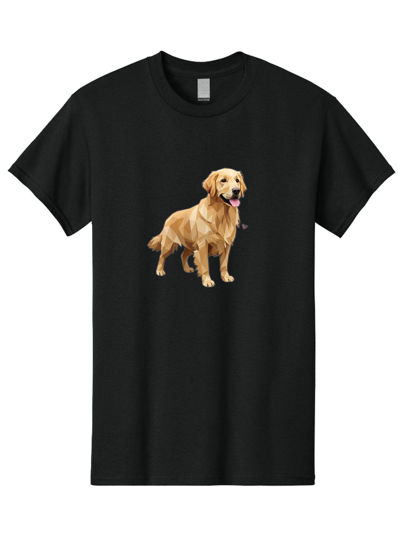 Golden-Retriever-4 Men'S Graphic Tee, 100% Cotton, Comfortable Casual Summer Wear, Machine Washable, Low-Poly Golden Retriever, Dog Illustration, Geometric Art, Canine Graphic, Modern Dog Design, Happy Dog, Geometric Dog, Dog Portrait, Bab978