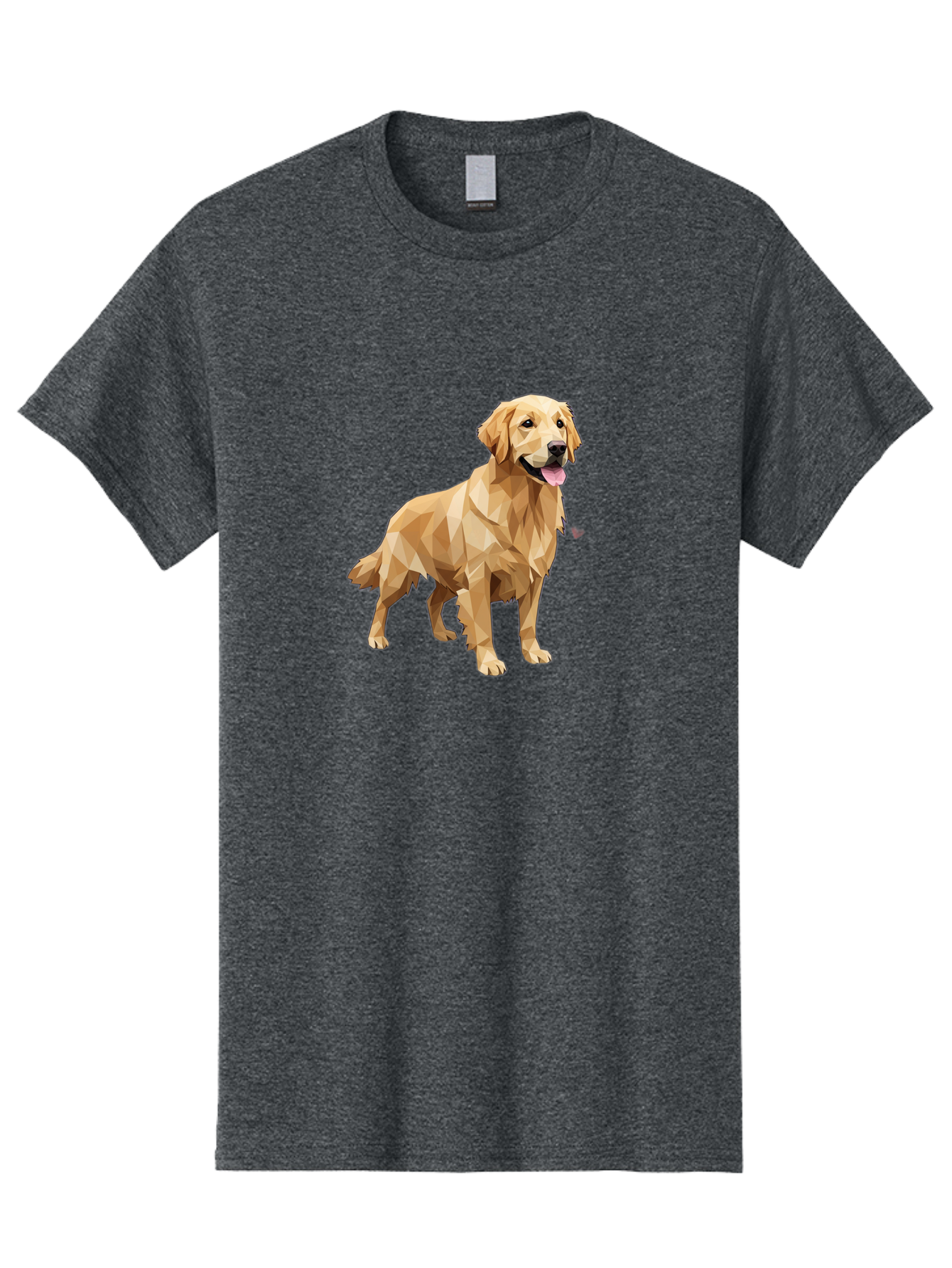 Golden-Retriever-4 Men'S Graphic Tee, 100% Cotton, Comfortable Casual Summer Wear, Machine Washable, Low-Poly Golden Retriever, Dog Illustration, Geometric Art, Canine Graphic, Modern Dog Design, Happy Dog, Geometric Dog, Dog Portrait, Bab978