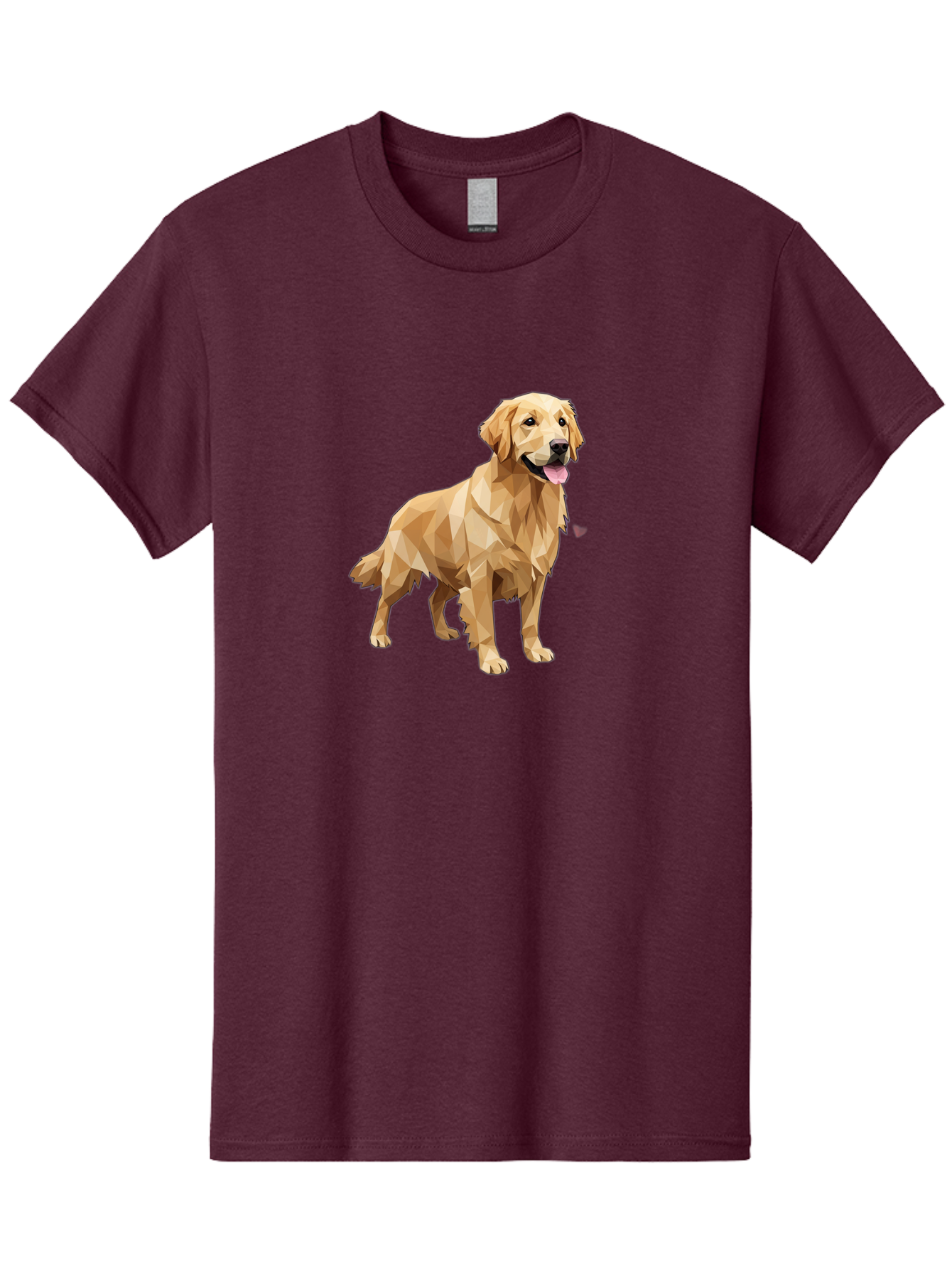 Golden-Retriever-4 Men'S Graphic Tee, 100% Cotton, Comfortable Casual Summer Wear, Machine Washable, Low-Poly Golden Retriever, Dog Illustration, Geometric Art, Canine Graphic, Modern Dog Design, Happy Dog, Geometric Dog, Dog Portrait, Bab978