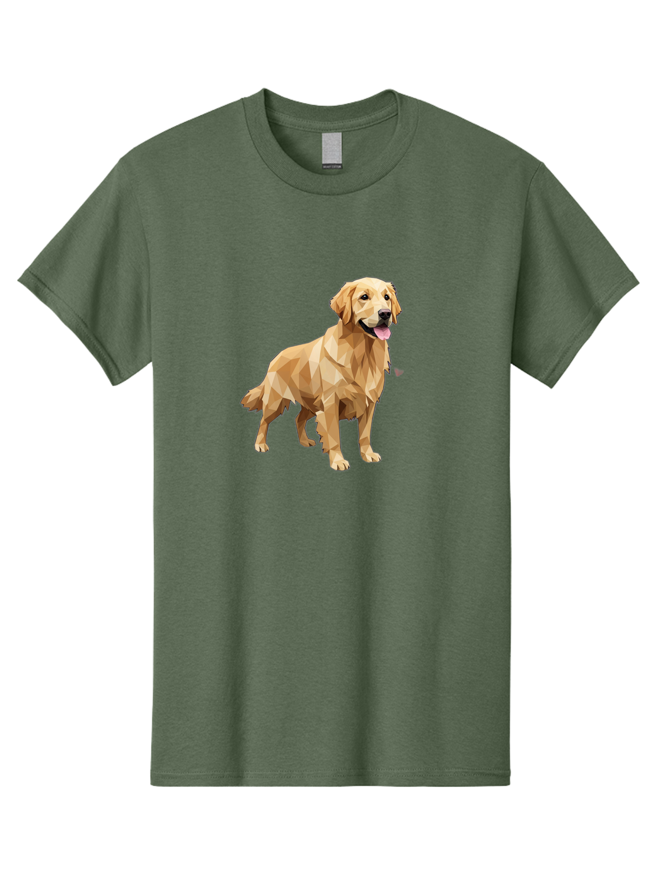 Golden-Retriever-4 Men'S Graphic Tee, 100% Cotton, Comfortable Casual Summer Wear, Machine Washable, Low-Poly Golden Retriever, Dog Illustration, Geometric Art, Canine Graphic, Modern Dog Design, Happy Dog, Geometric Dog, Dog Portrait, Bab978