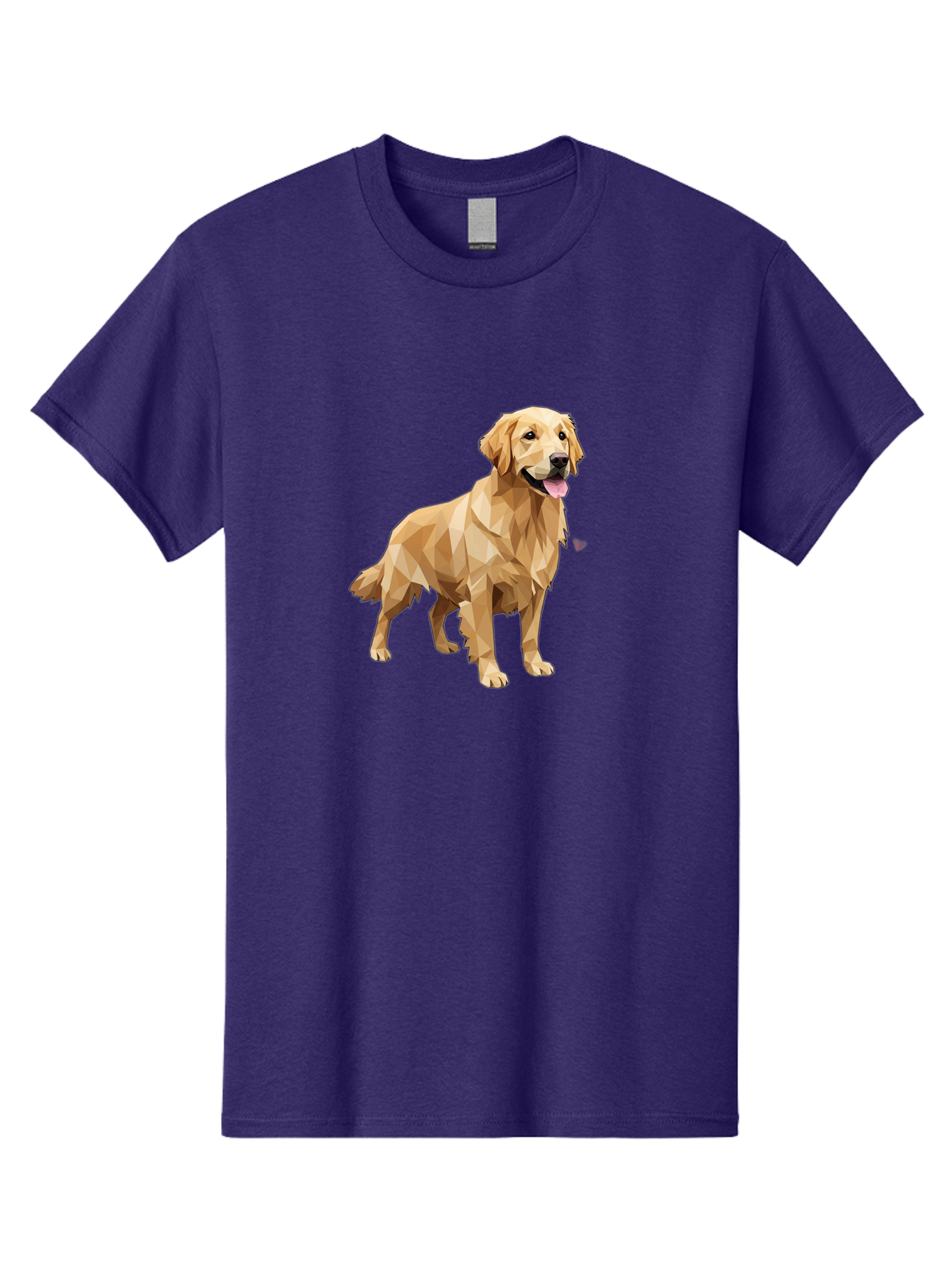 Golden-Retriever-4 Men'S Graphic Tee, 100% Cotton, Comfortable Casual Summer Wear, Machine Washable, Low-Poly Golden Retriever, Dog Illustration, Geometric Art, Canine Graphic, Modern Dog Design, Happy Dog, Geometric Dog, Dog Portrait, Bab978