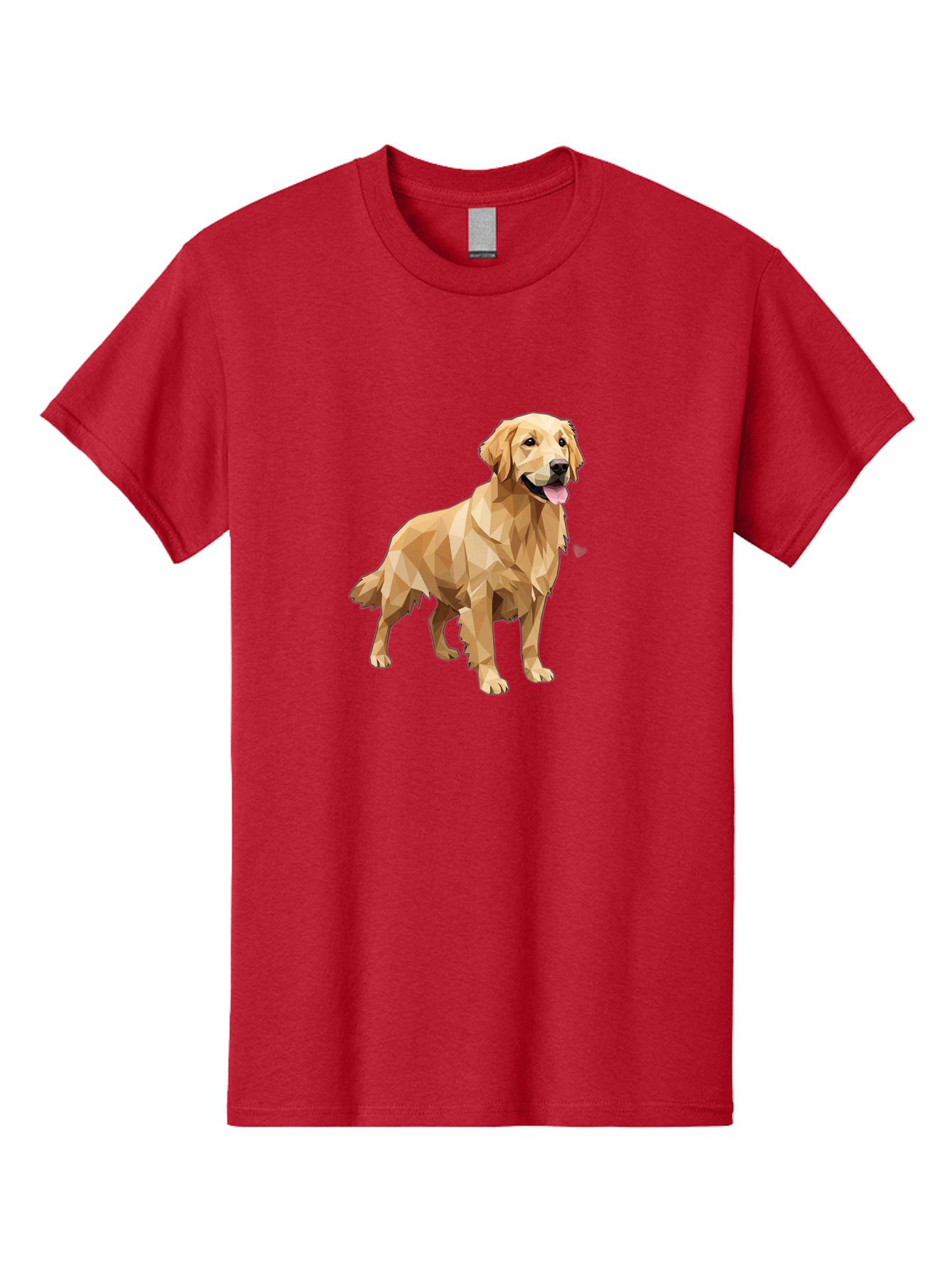 Golden-Retriever-4 Men'S Graphic Tee, 100% Cotton, Comfortable Casual Summer Wear, Machine Washable, Low-Poly Golden Retriever, Dog Illustration, Geometric Art, Canine Graphic, Modern Dog Design, Happy Dog, Geometric Dog, Dog Portrait, Bab978